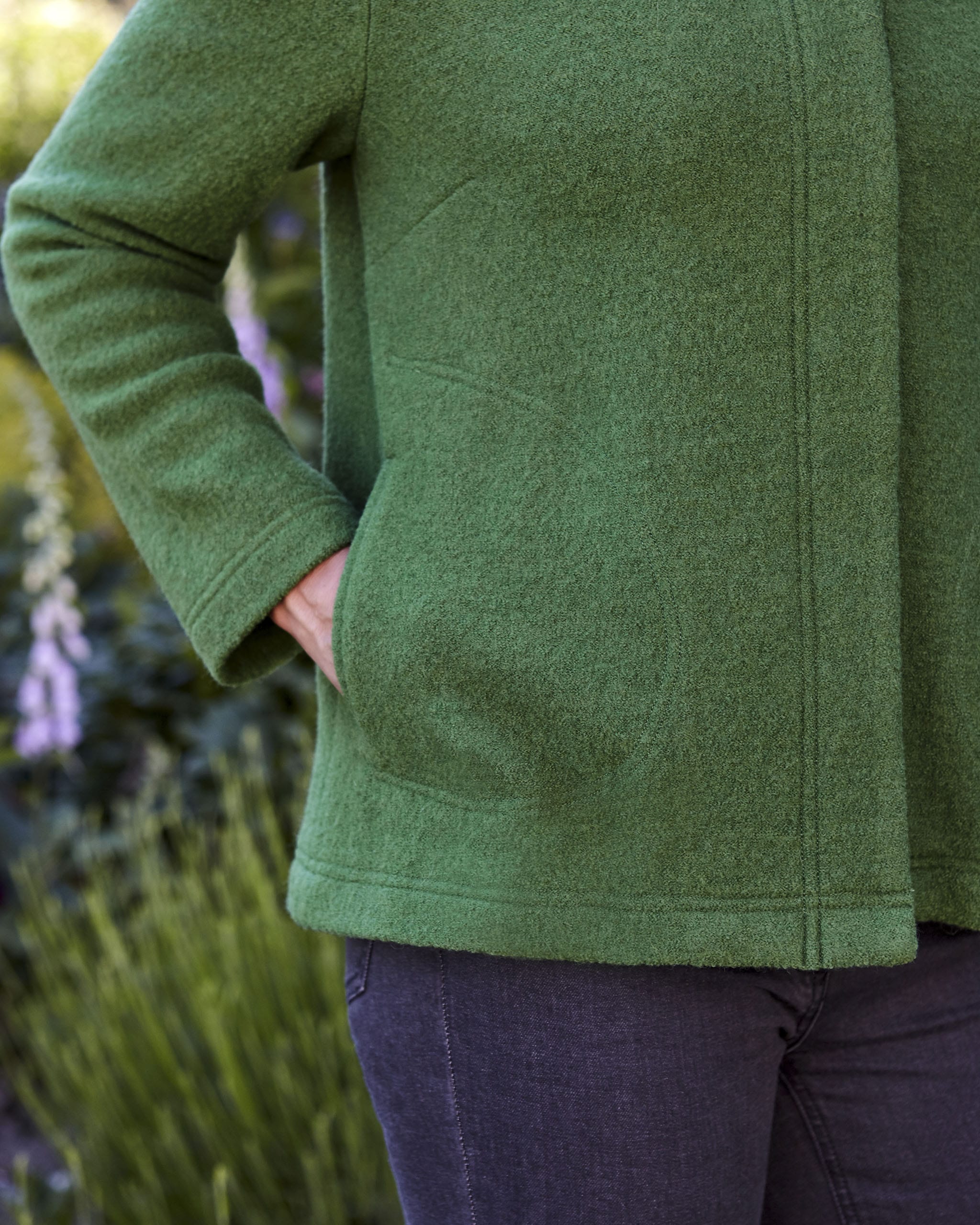 green boiled wool coat