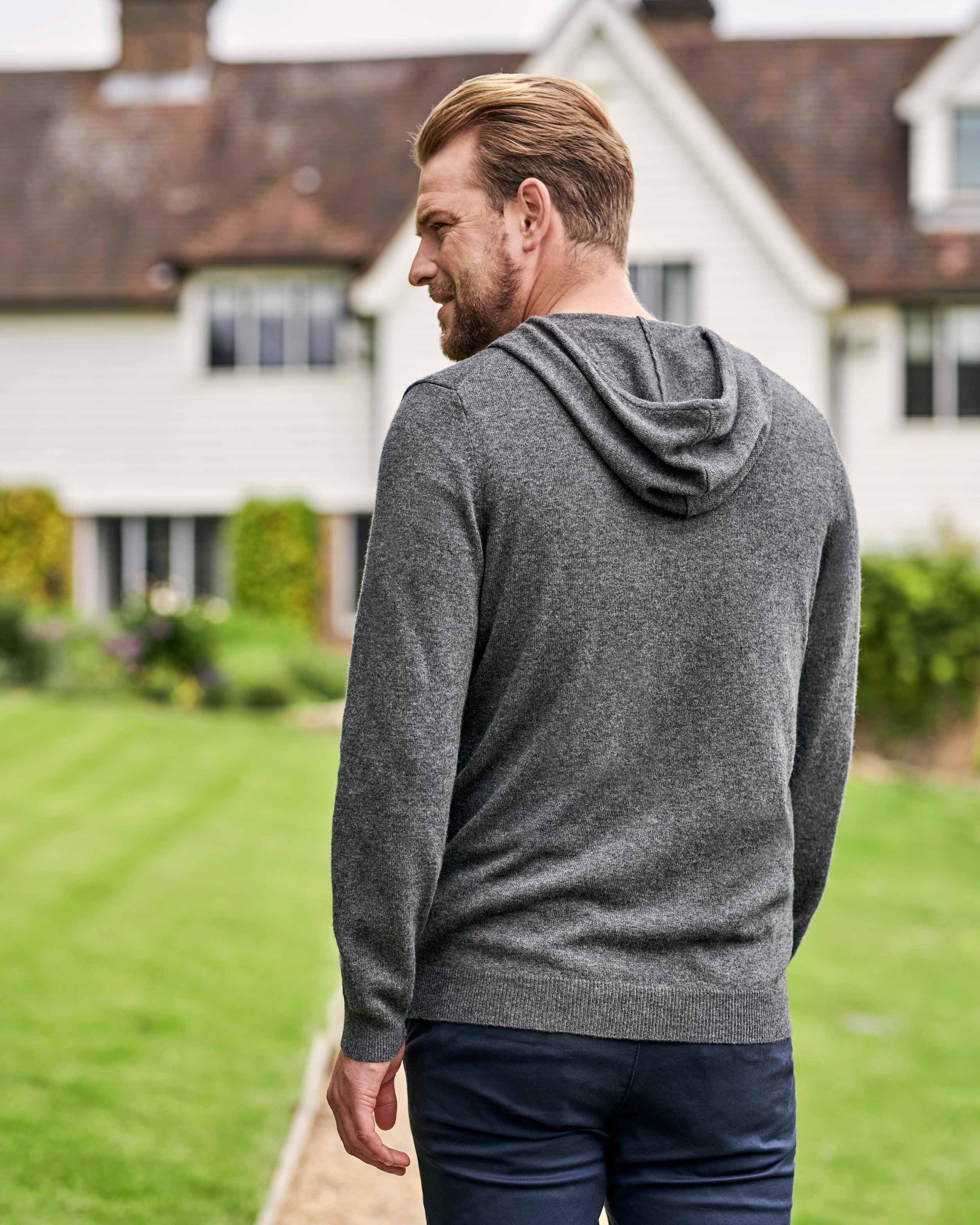 Charcoal Cashmere Merino Hoodie WoolOvers US