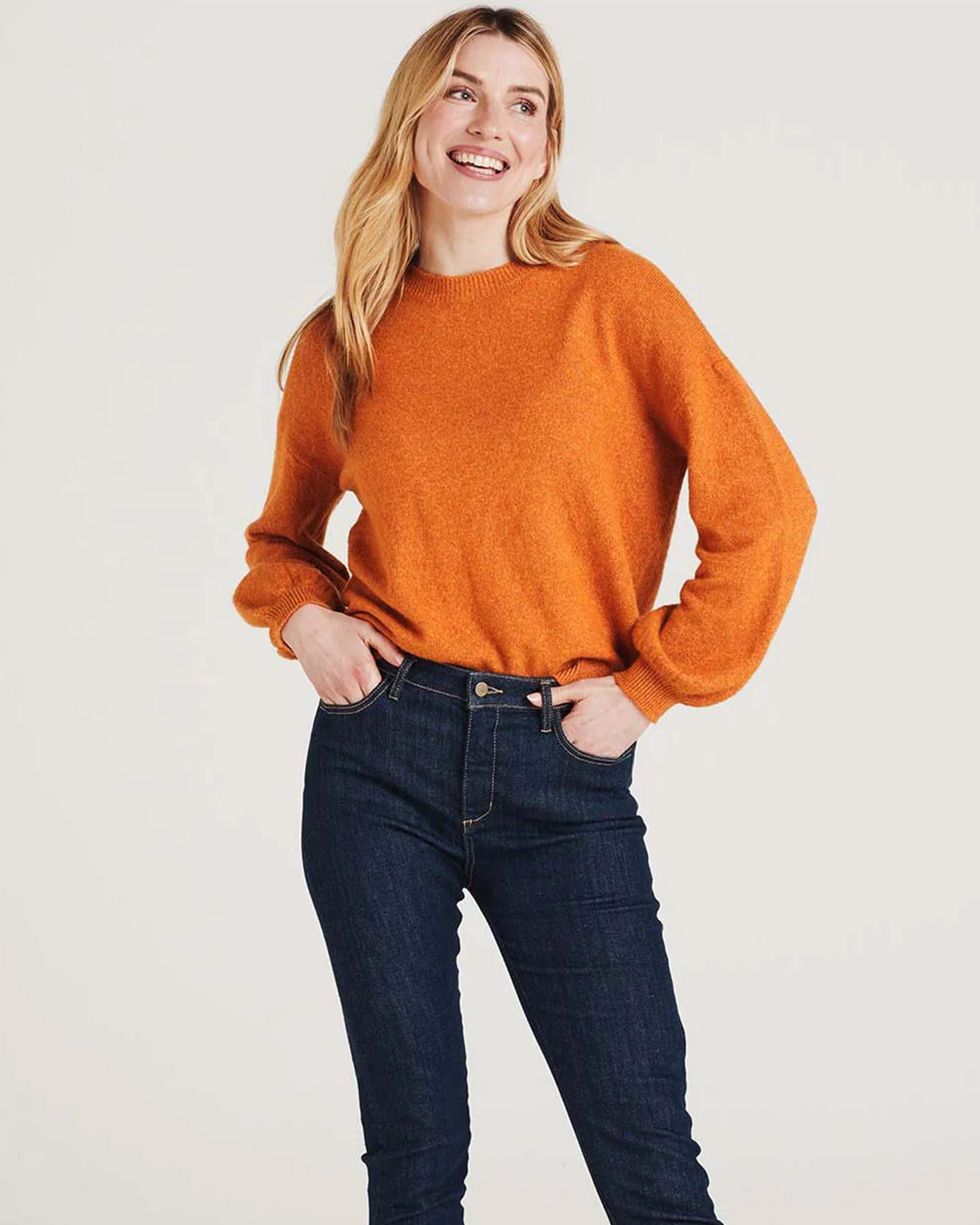 Muscovado Brown Lucille Fluffy Balloon Sleeve Jumper WoolOvers UK