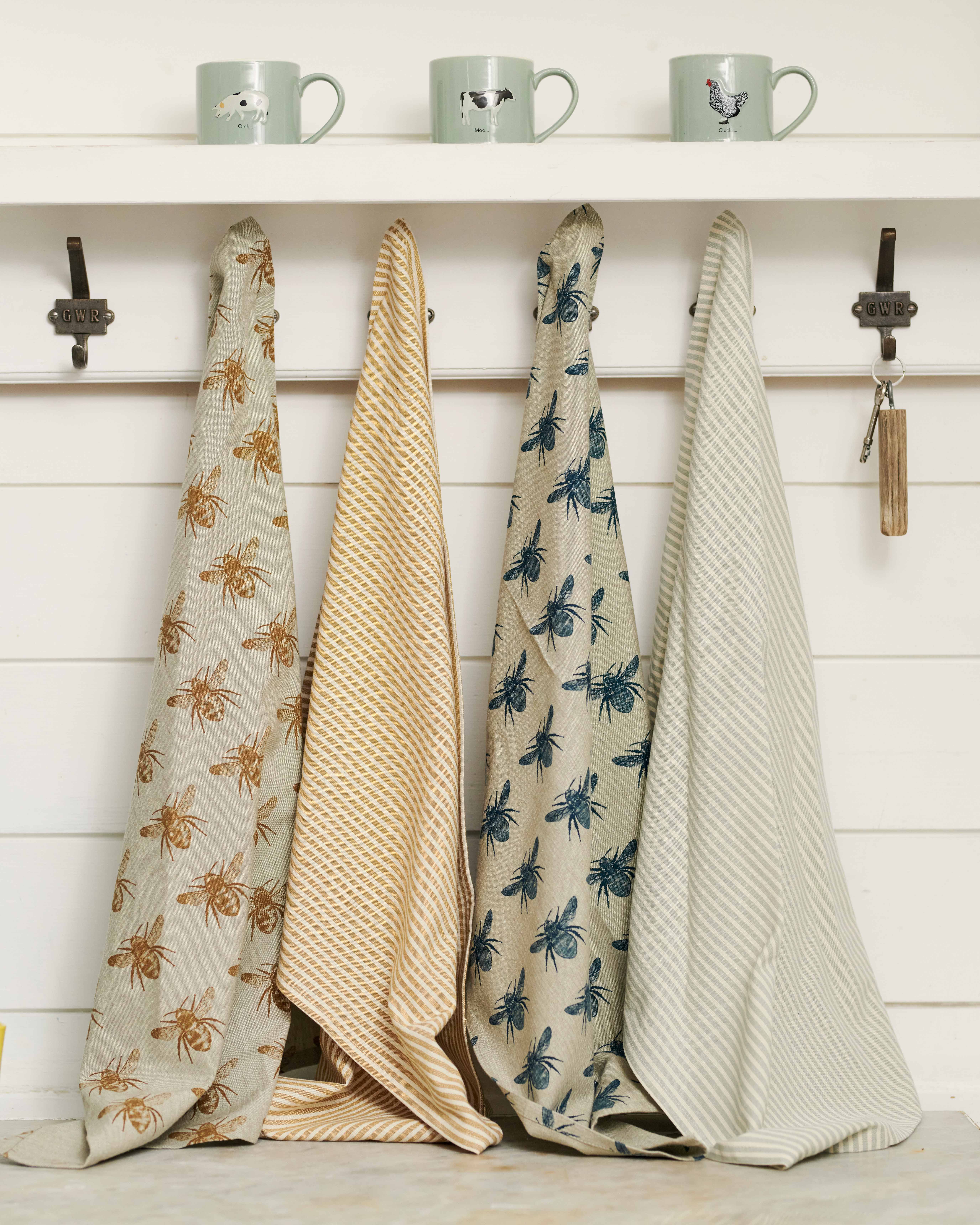 Prussian Blue Recycled Cotton Tea Towel 2 Pack WoolOvers UK