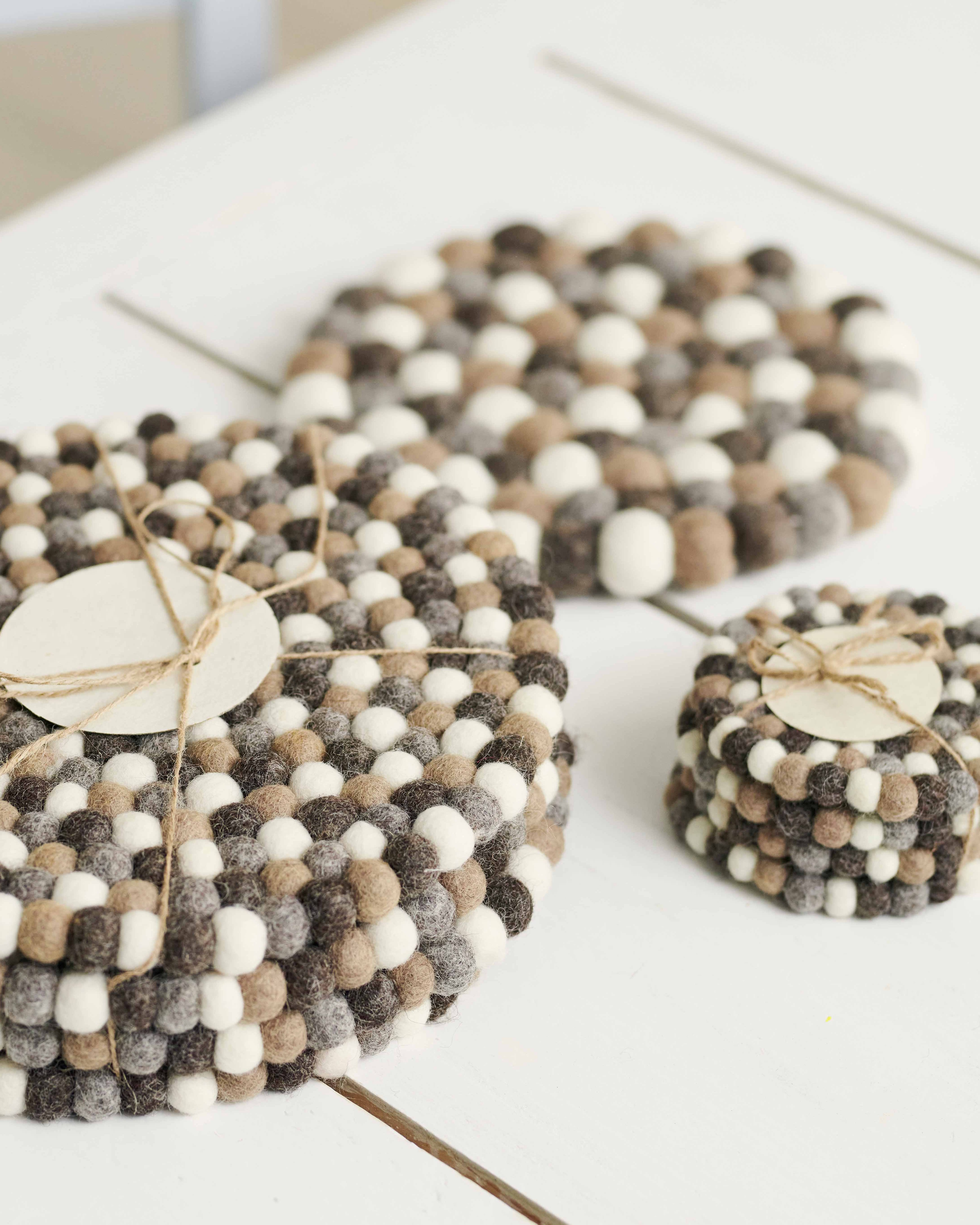 Multi Grey Felt Coasters 4 Pack WoolOvers US