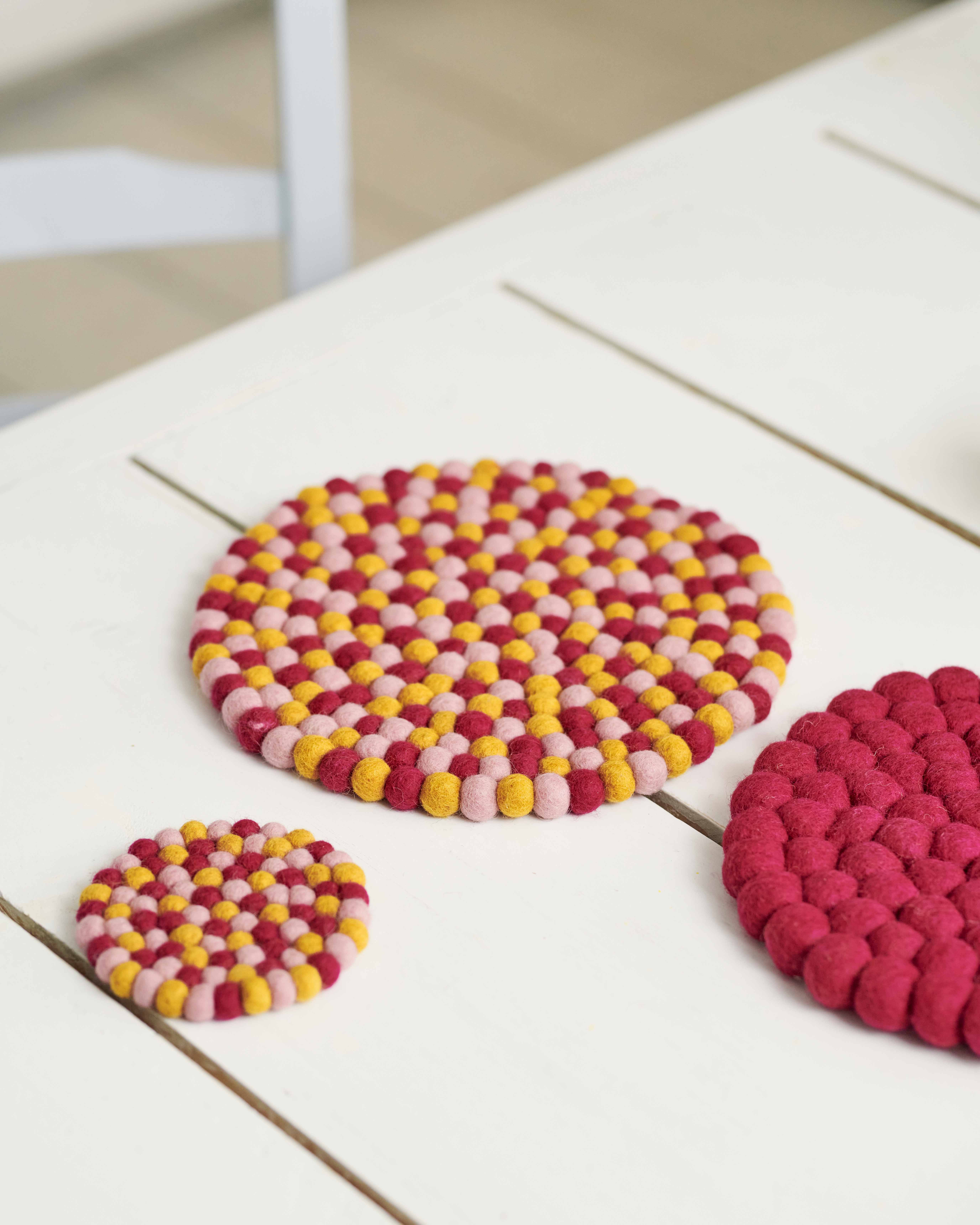 Yellow/Pink Pure Wool Felt Placemat 4 Pack