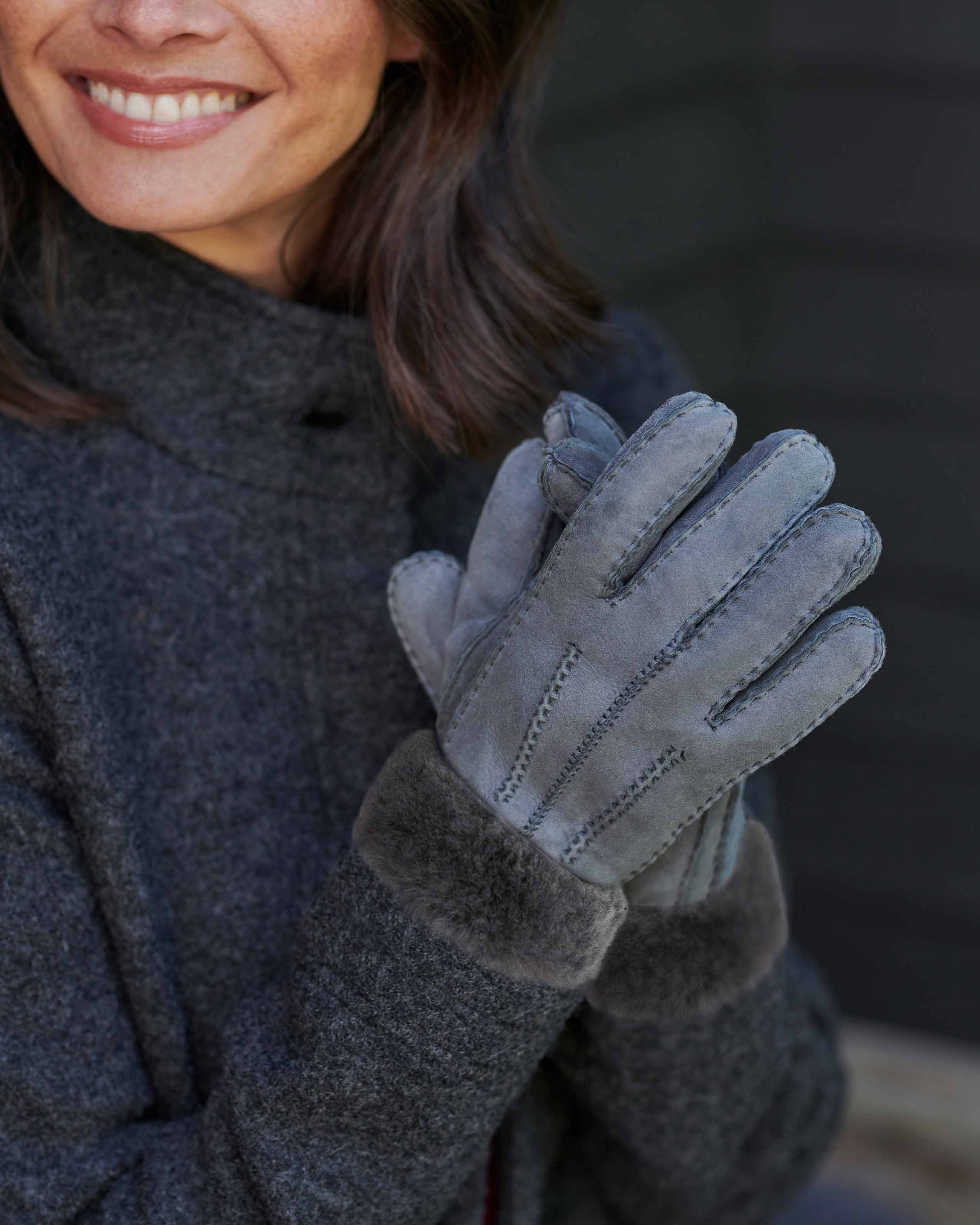 Light Grey 100 Sheepskin Classic Sheepskin Glove with Cuff