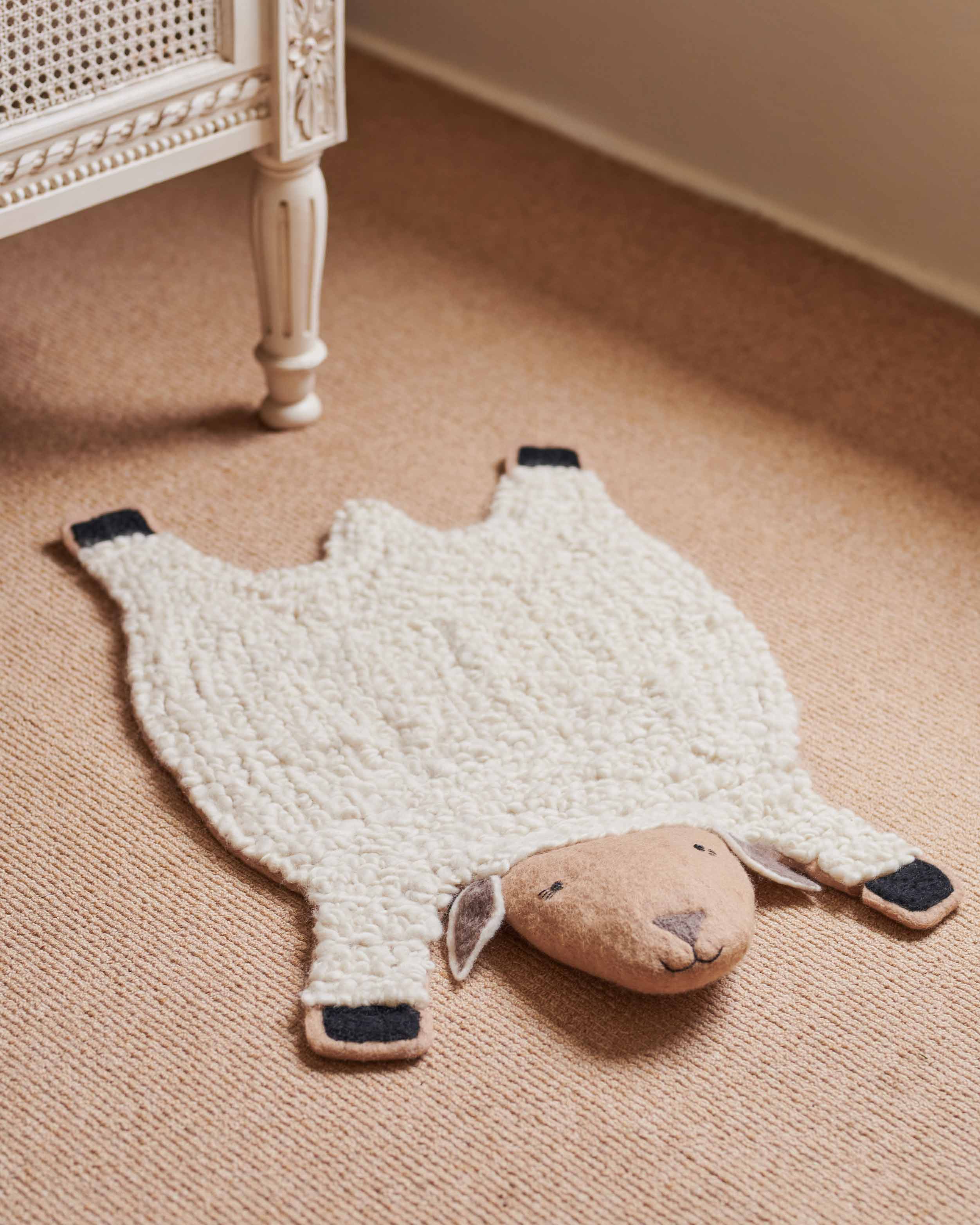 Natural Pure Wool Felted Sheep Rug