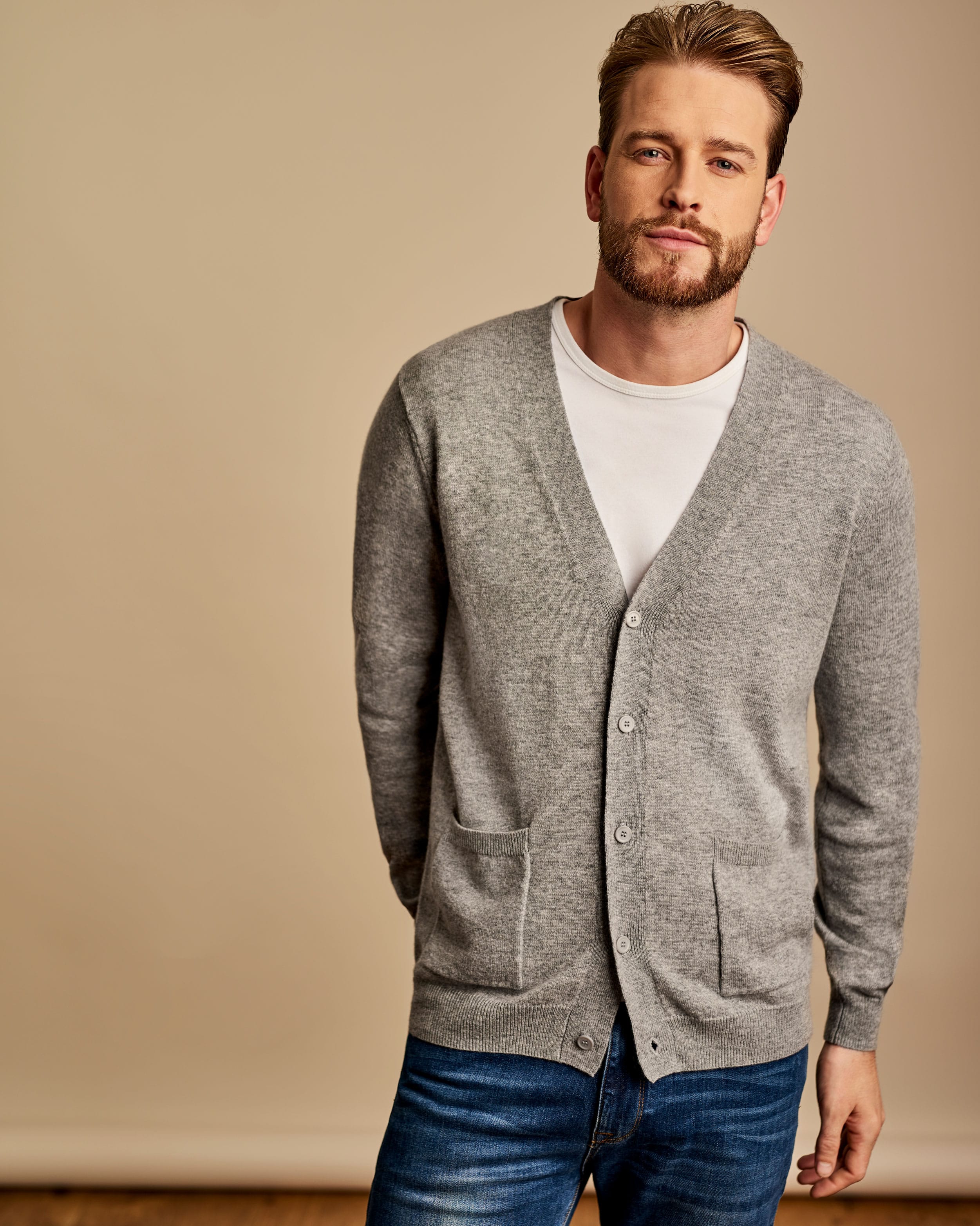 Flannel | Cashmere & Merino V Neck Cardigan | WoolOvers AU