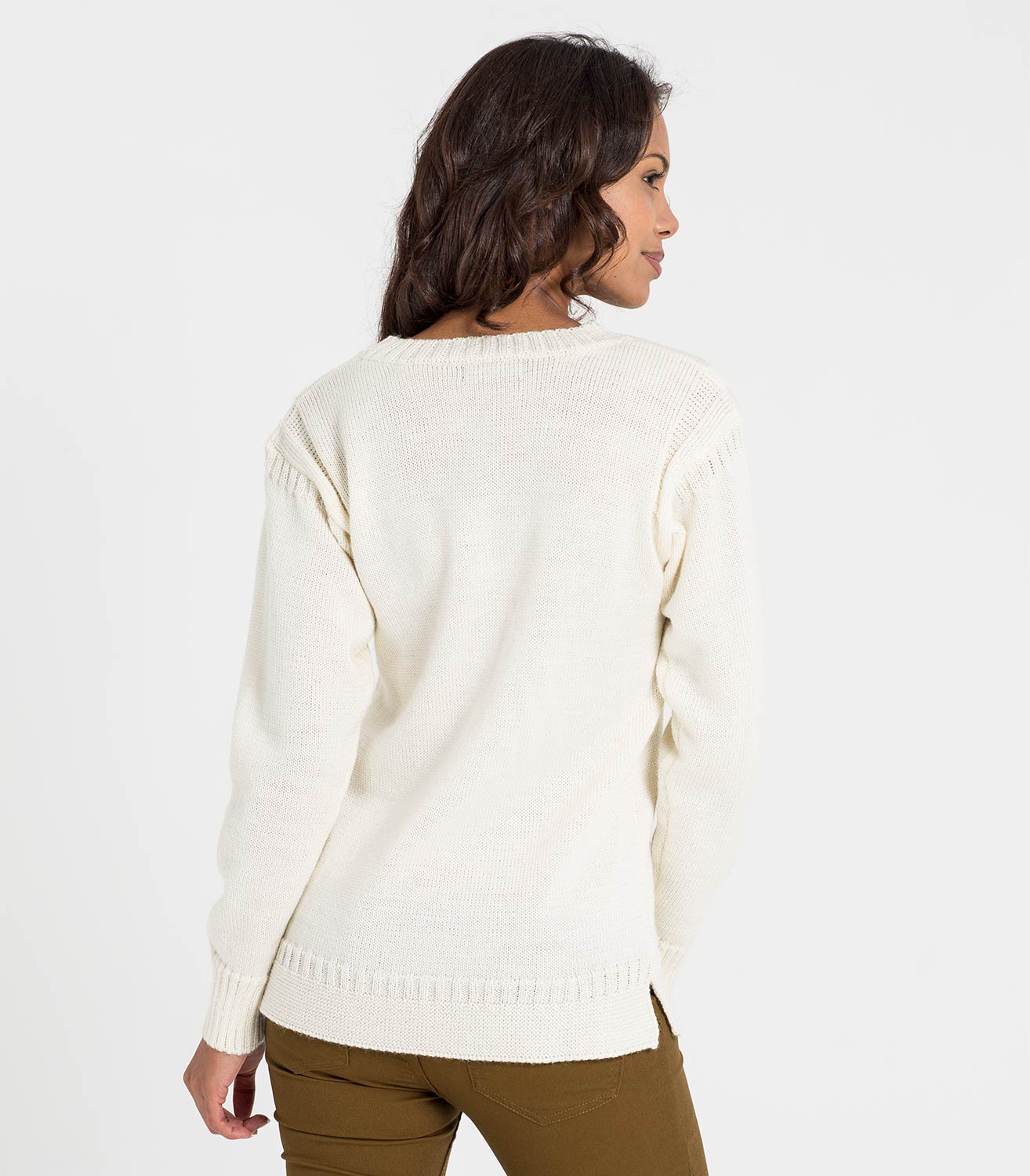 Cream Womens Pure Wool Guernsey Jumper WoolOvers AU