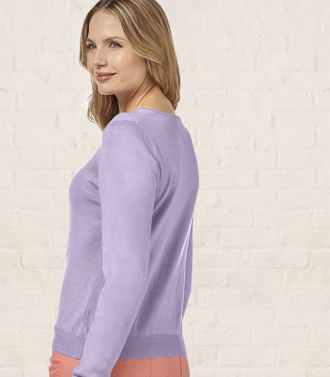 Lavender Womens Silk Cotton Crew Neck Cardigan WoolOvers AU