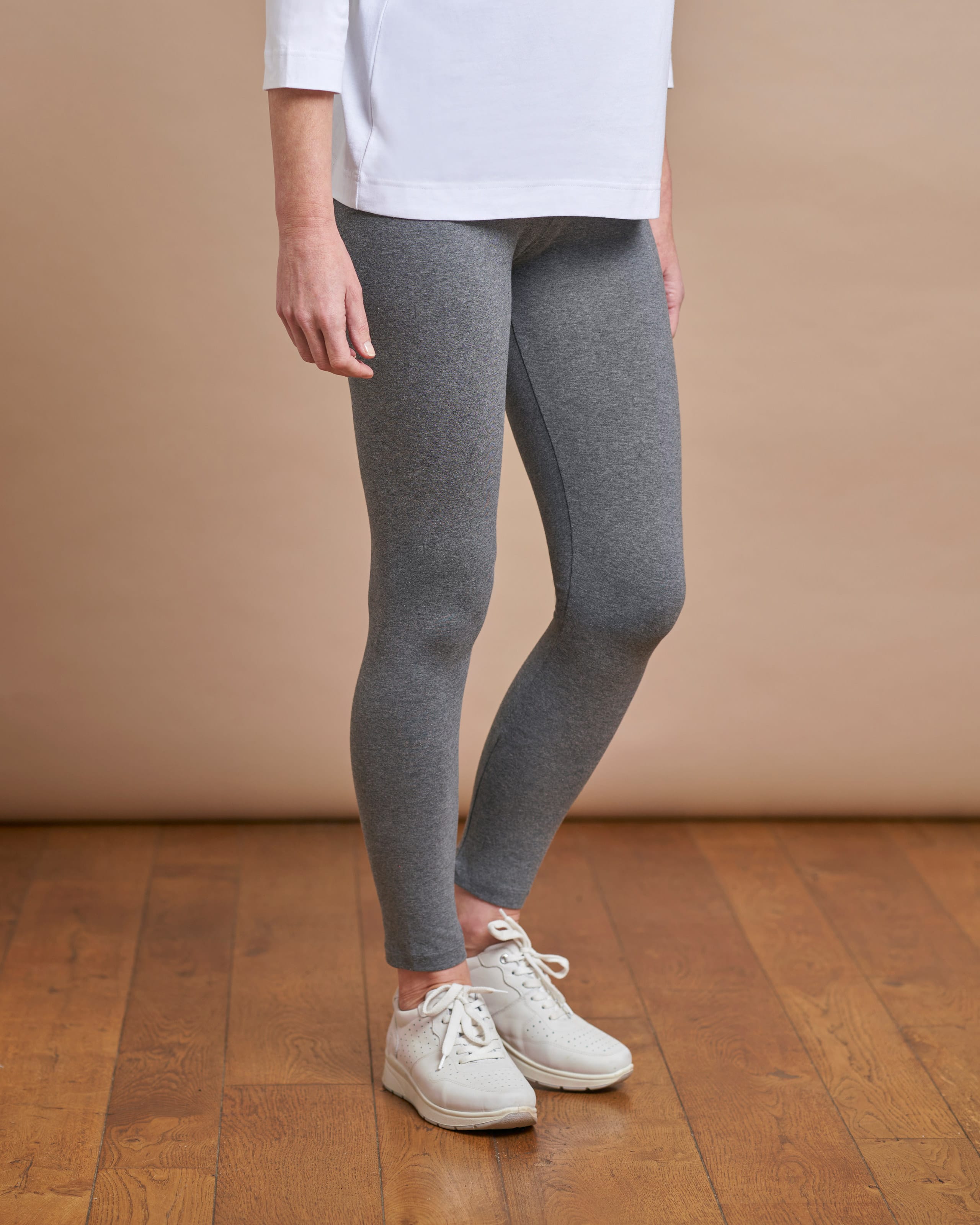 Grey Marl Ankle Length Leggings Woolovers Uk