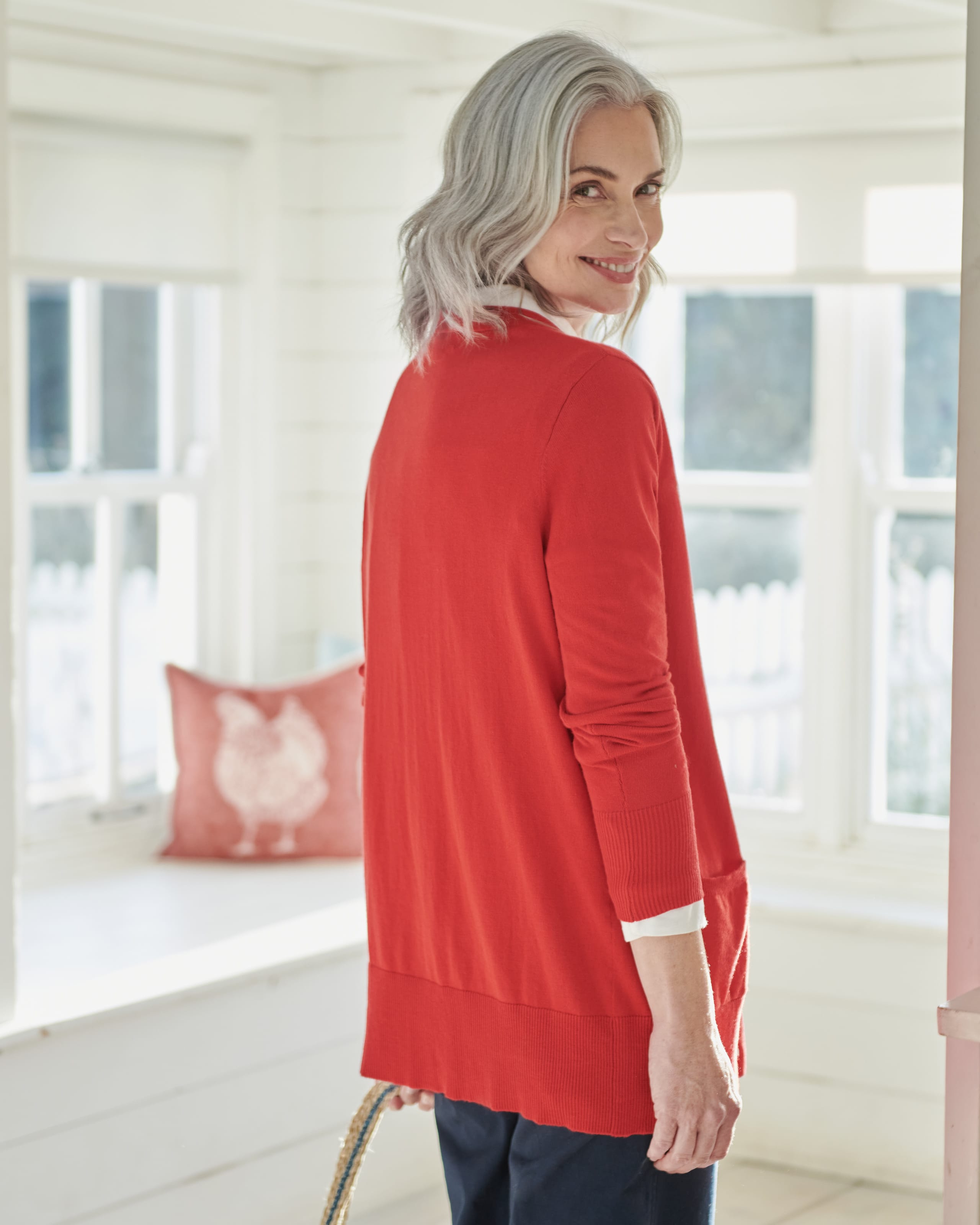 Red Cherry | Silk & Cotton Long Cardigan | WoolOvers AU