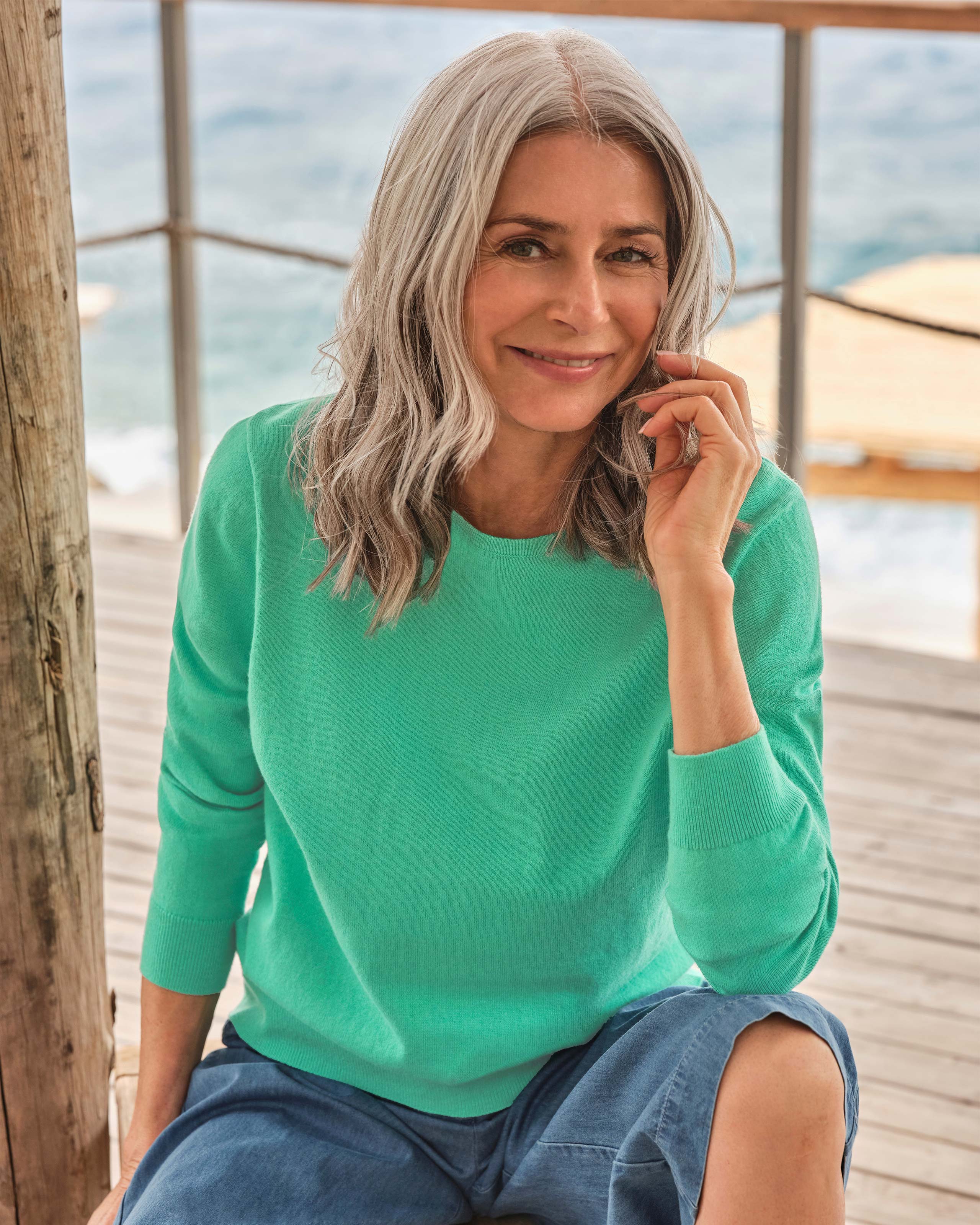 Mint Tulip Cotton Cashmere Crew Neck Jumper WoolOvers AU
