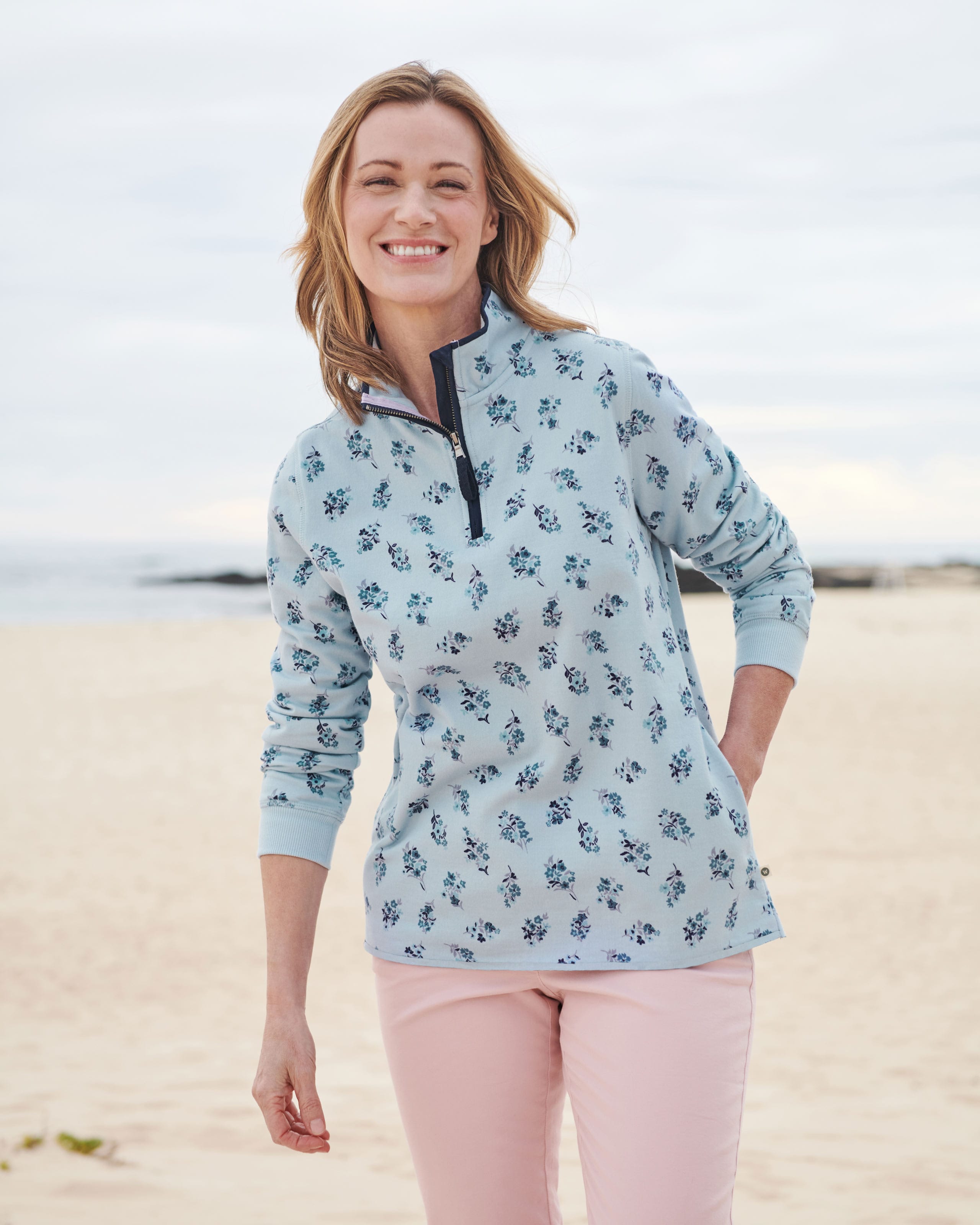Organic Half Zip Sweater with Elbow Patches
