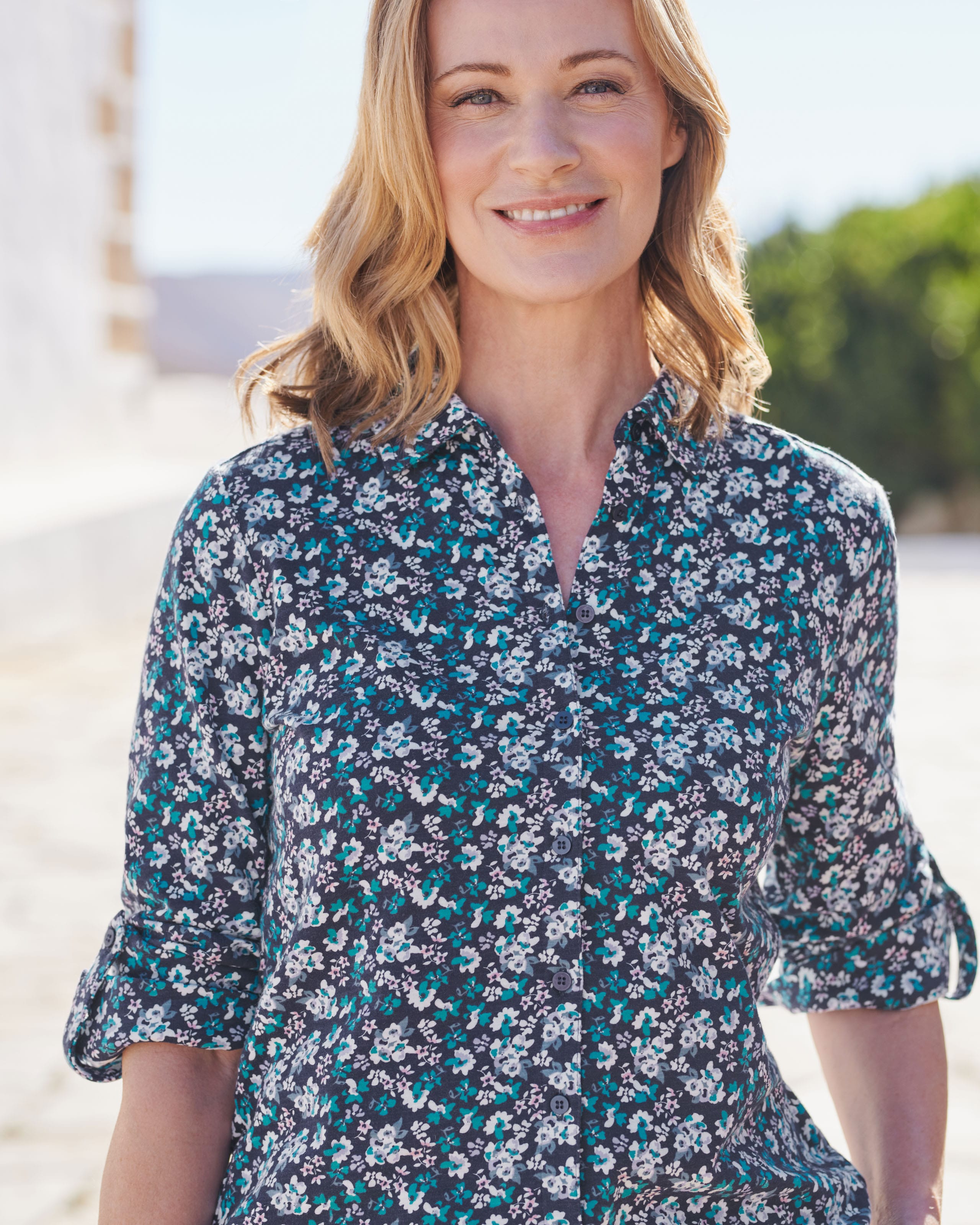 Mini Floral Print | Womens Organic Jersey Shirt | WoolOvers US