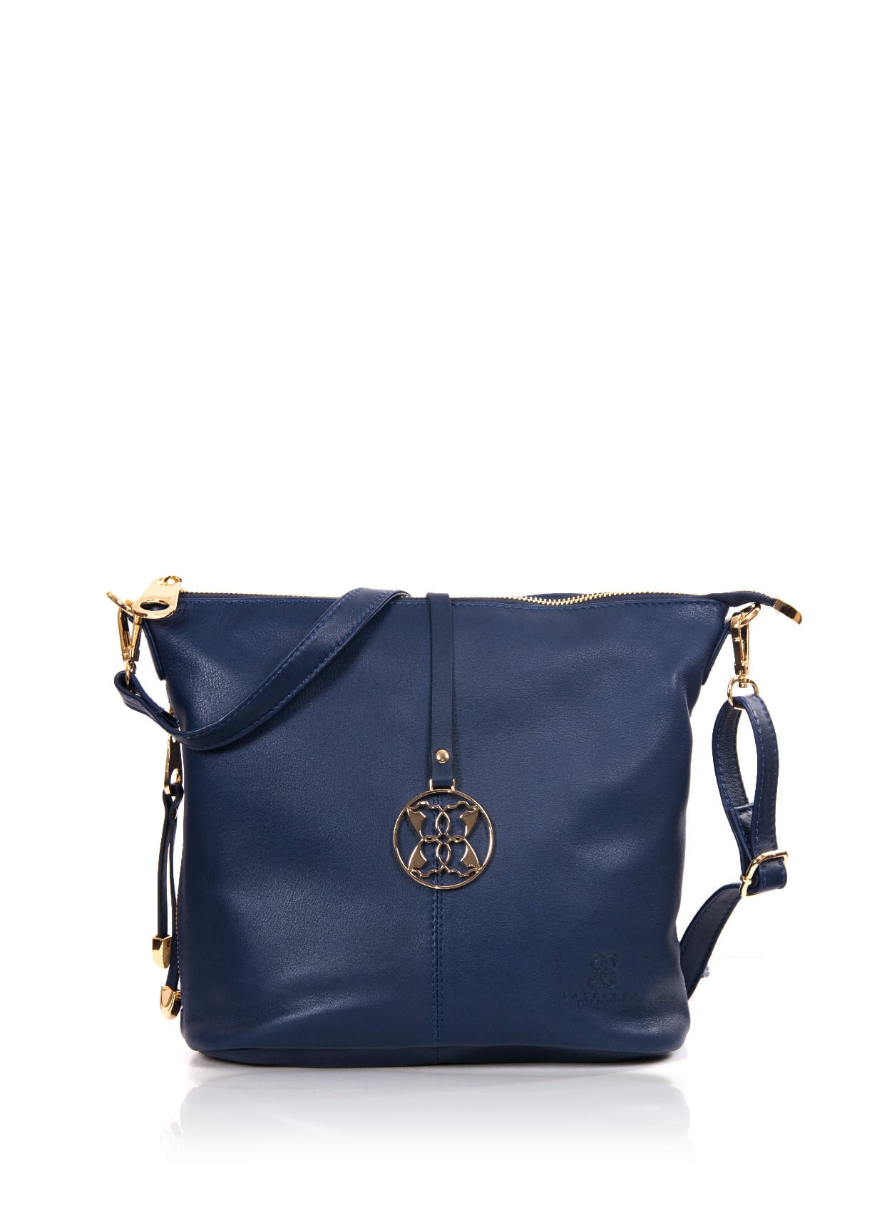 Navy Cartmel Leather Cross Body Bag WoolOvers UK
