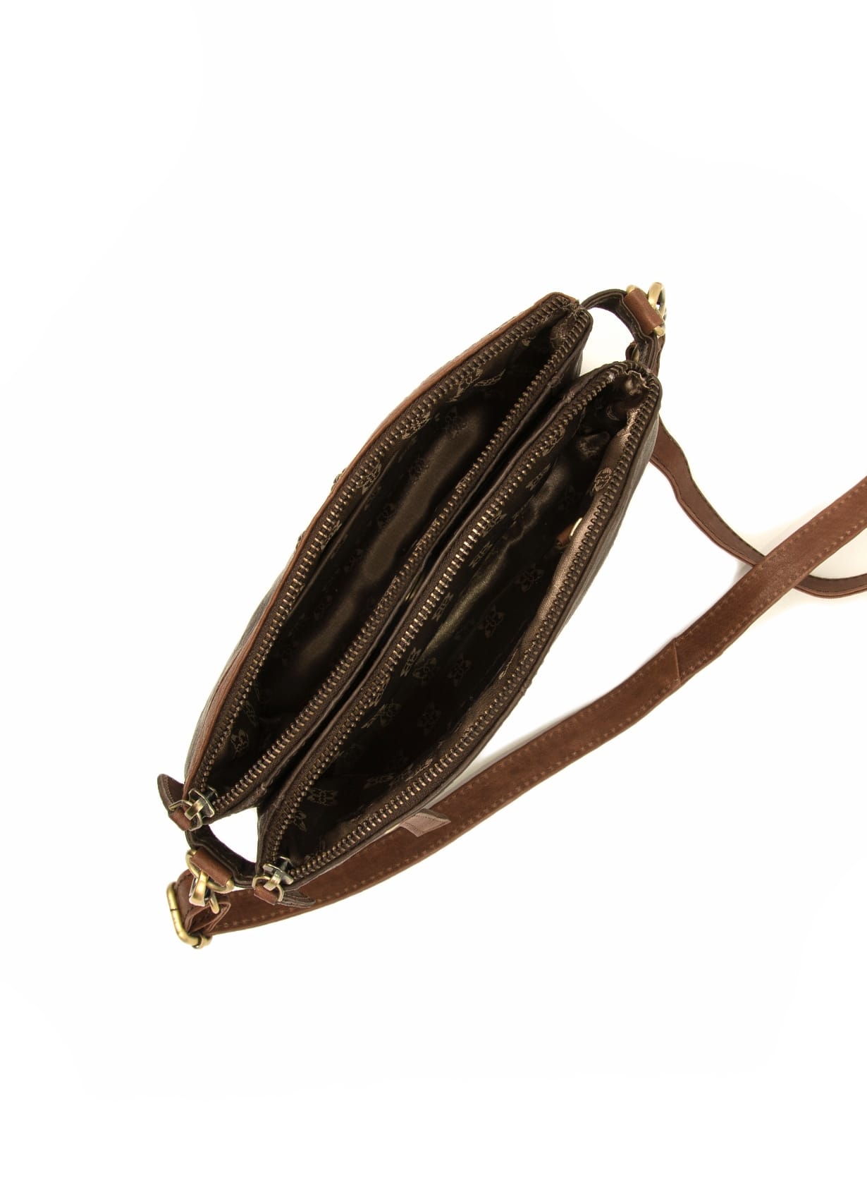 Brown/Black | Hartsop Leather Cross Body Bag | WoolOvers UK