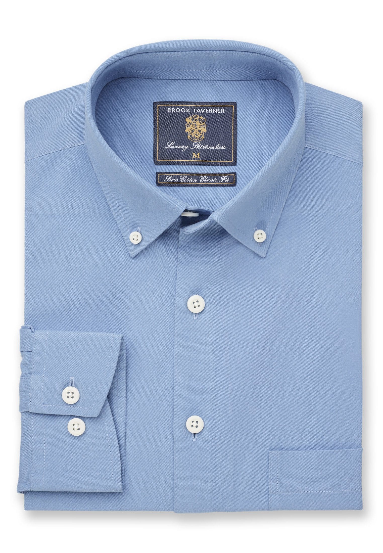 Sky Blue | Classic Fit Garment Washed Twill Shirt | WoolOvers UK