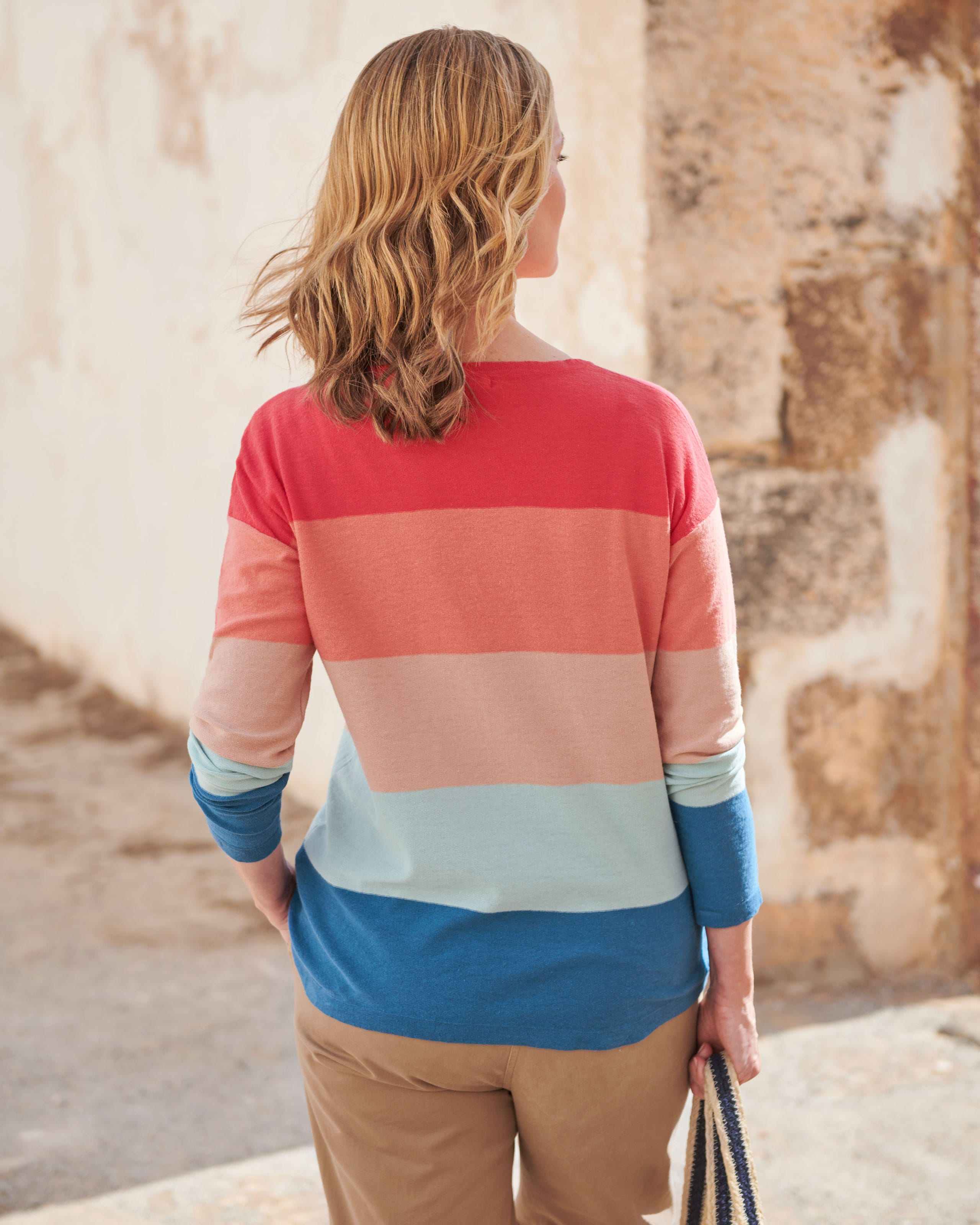 Multi Colour Block Linen Cotton Jumper WoolOvers UK
