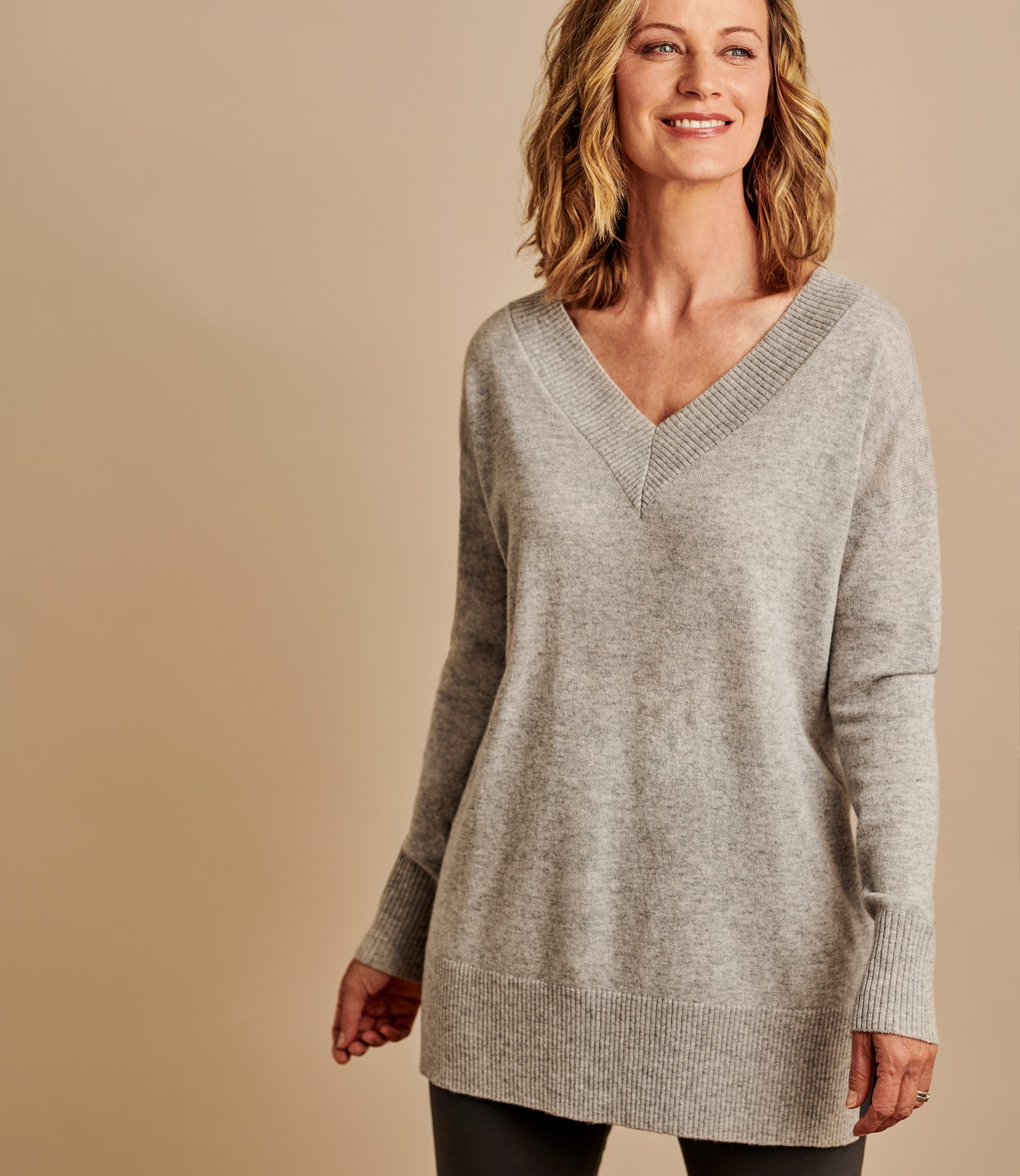 Vine Cashmere Merino Deep V Neck Tunic Woolovers Us