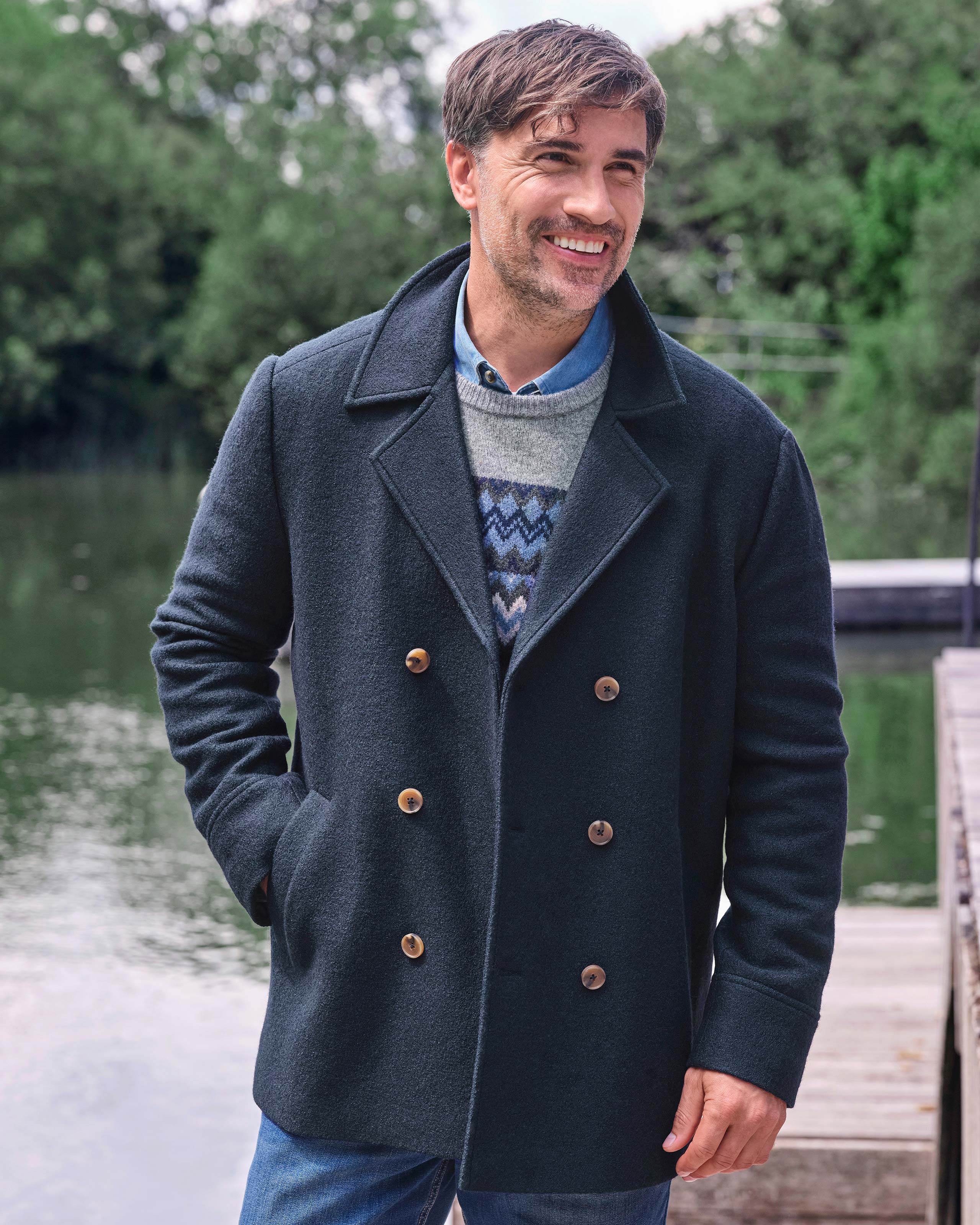 Navy | Mens Pea Coat | WoolOvers US