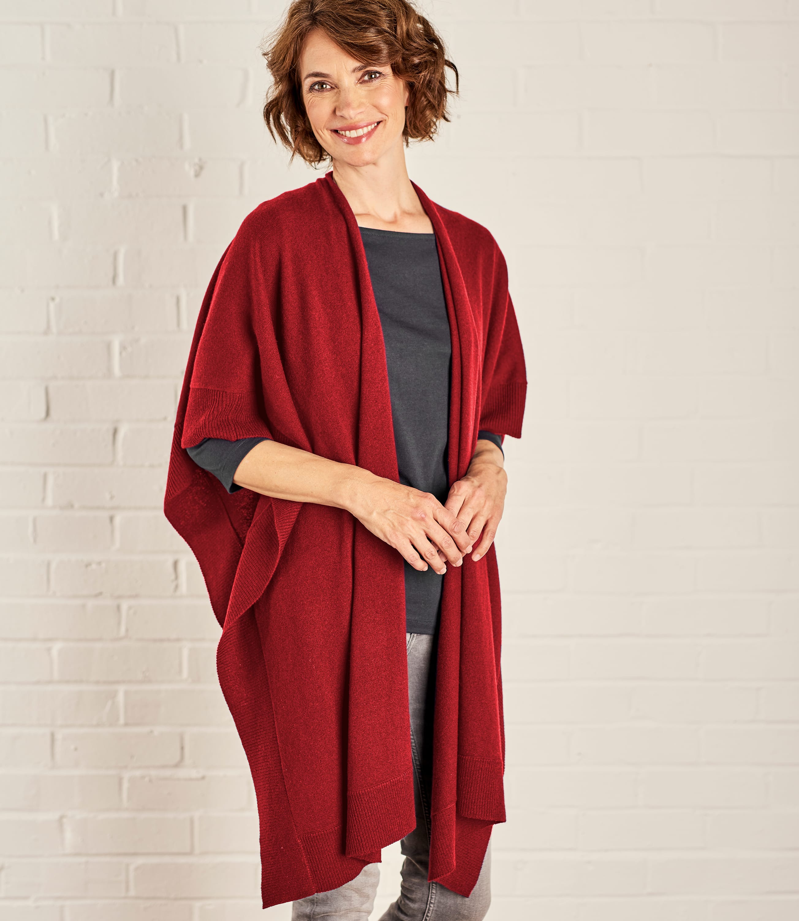 Red Womens Cashmere & Merino Blanket Wrap WoolOvers AU