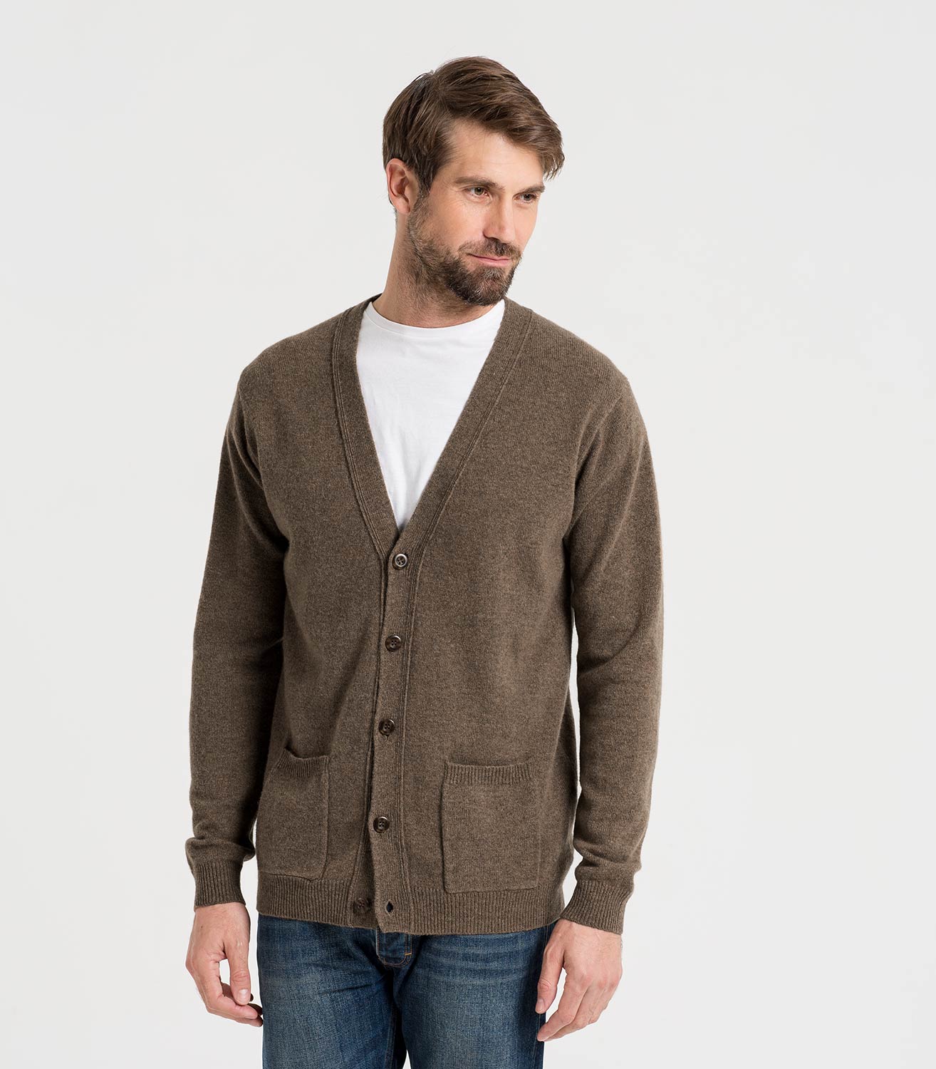 Wooded | Mens Lambswool V Neck Cardigan | WoolOvers UK
