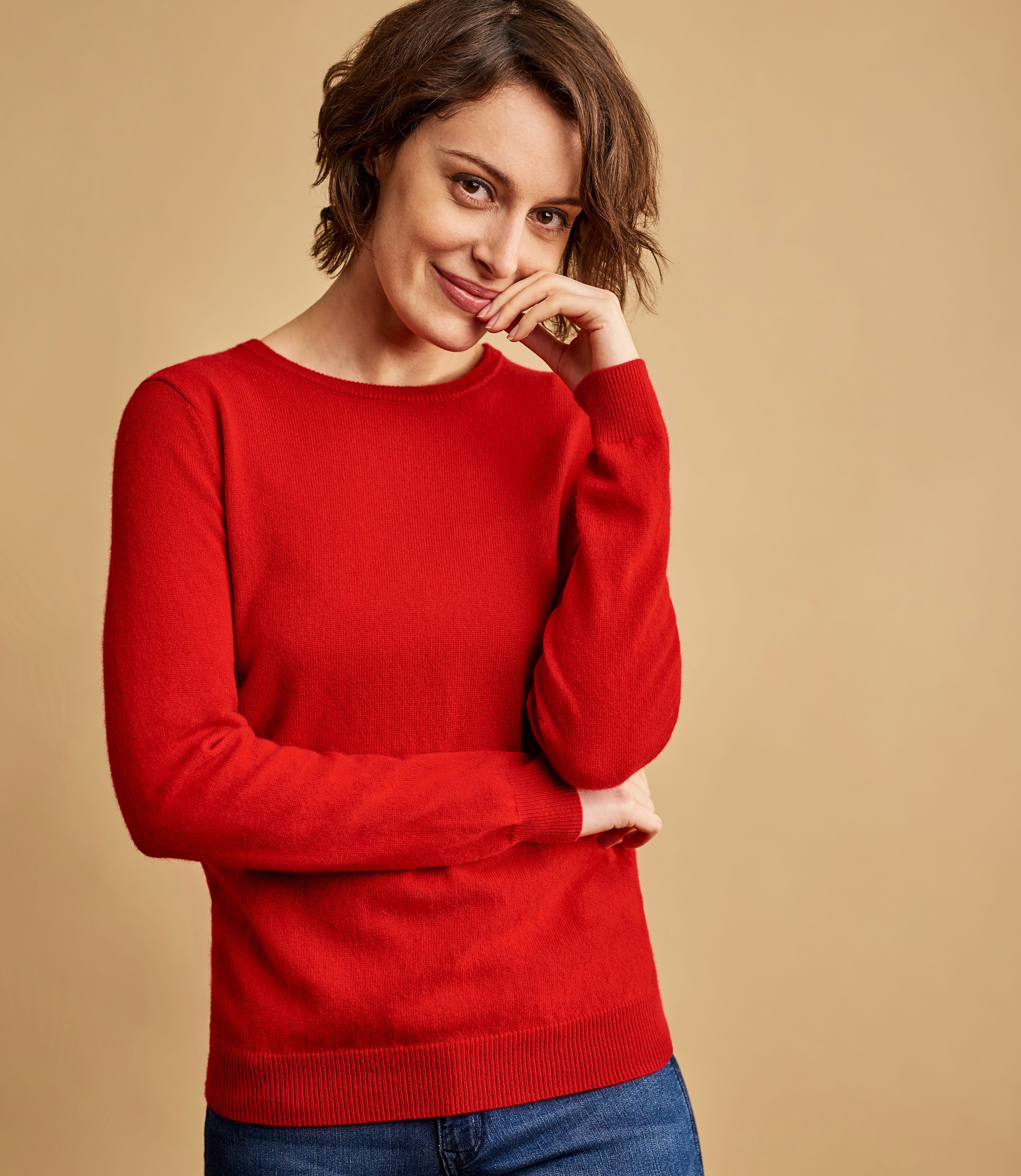 Rouge Pull   col rond Femme Cachemire  M rinos 