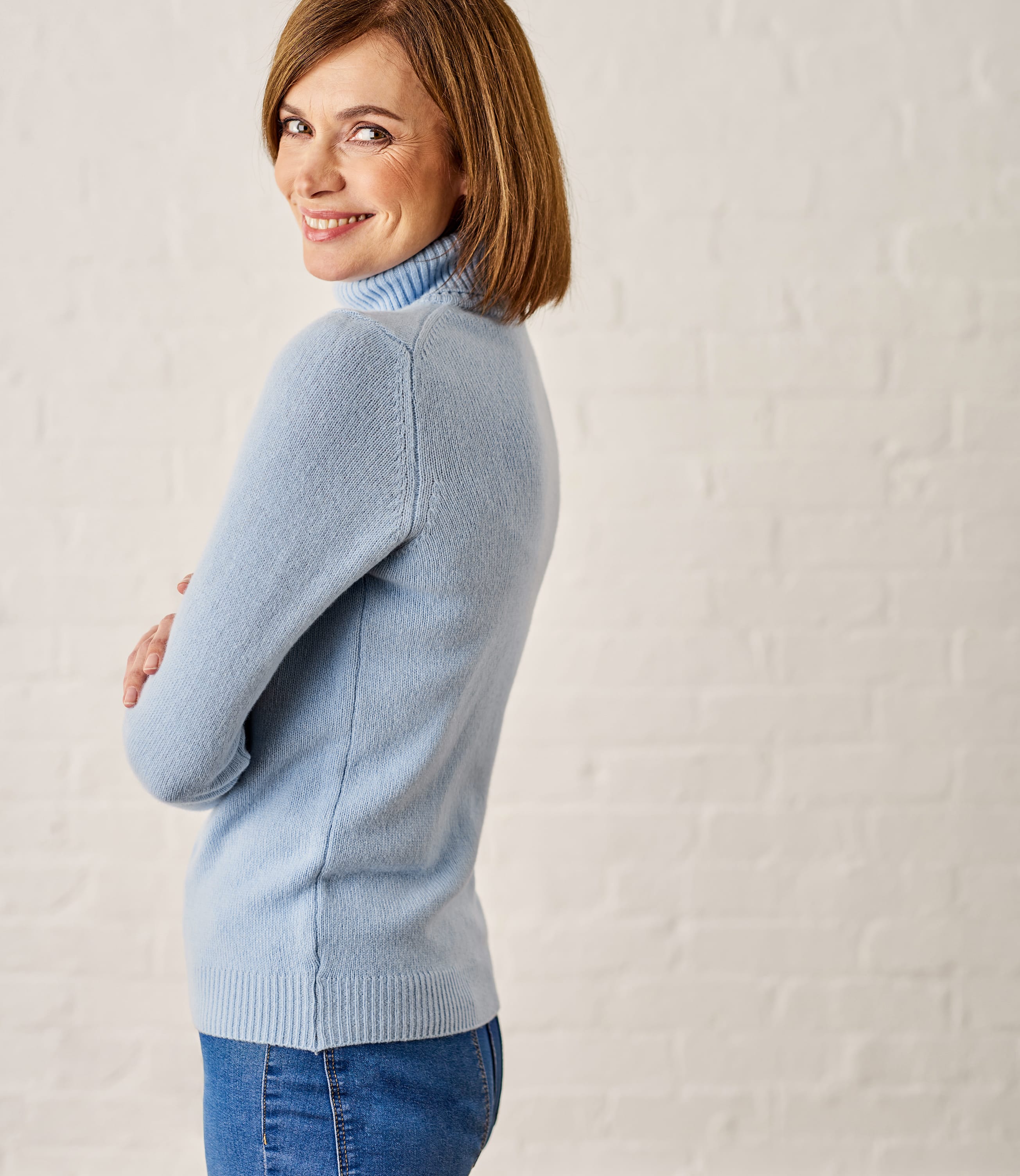 Pale Blue | Womens Lambswool Polo Jumper | WoolOvers AU