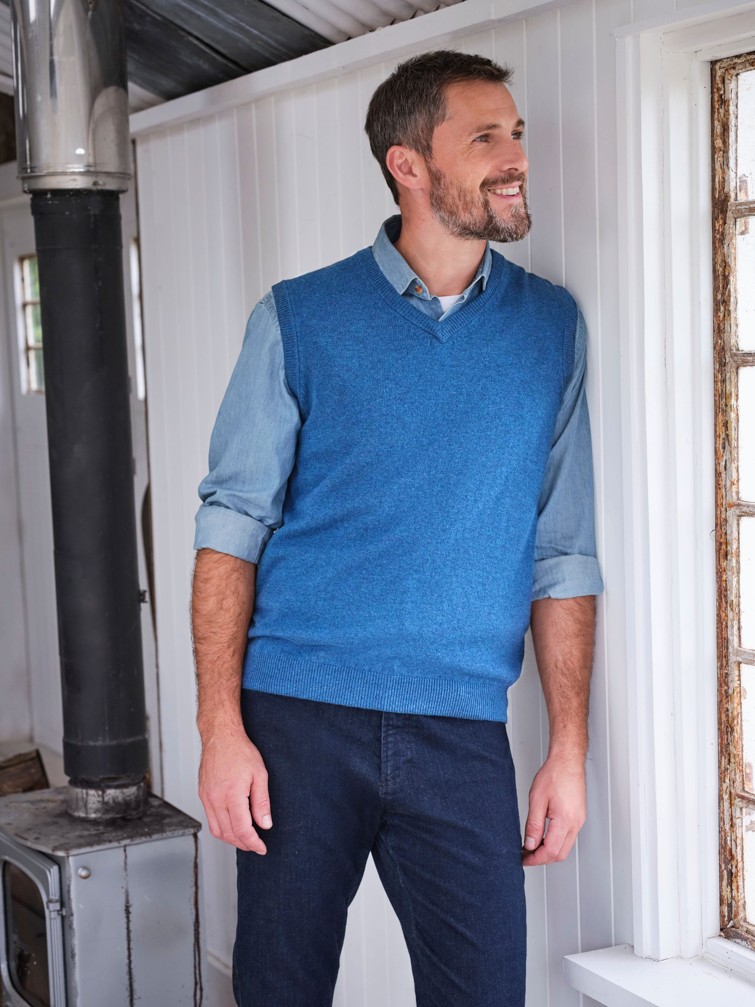 Mens Sleeveless Jumpers Cardigans & Slipovers | WoolOvers UK