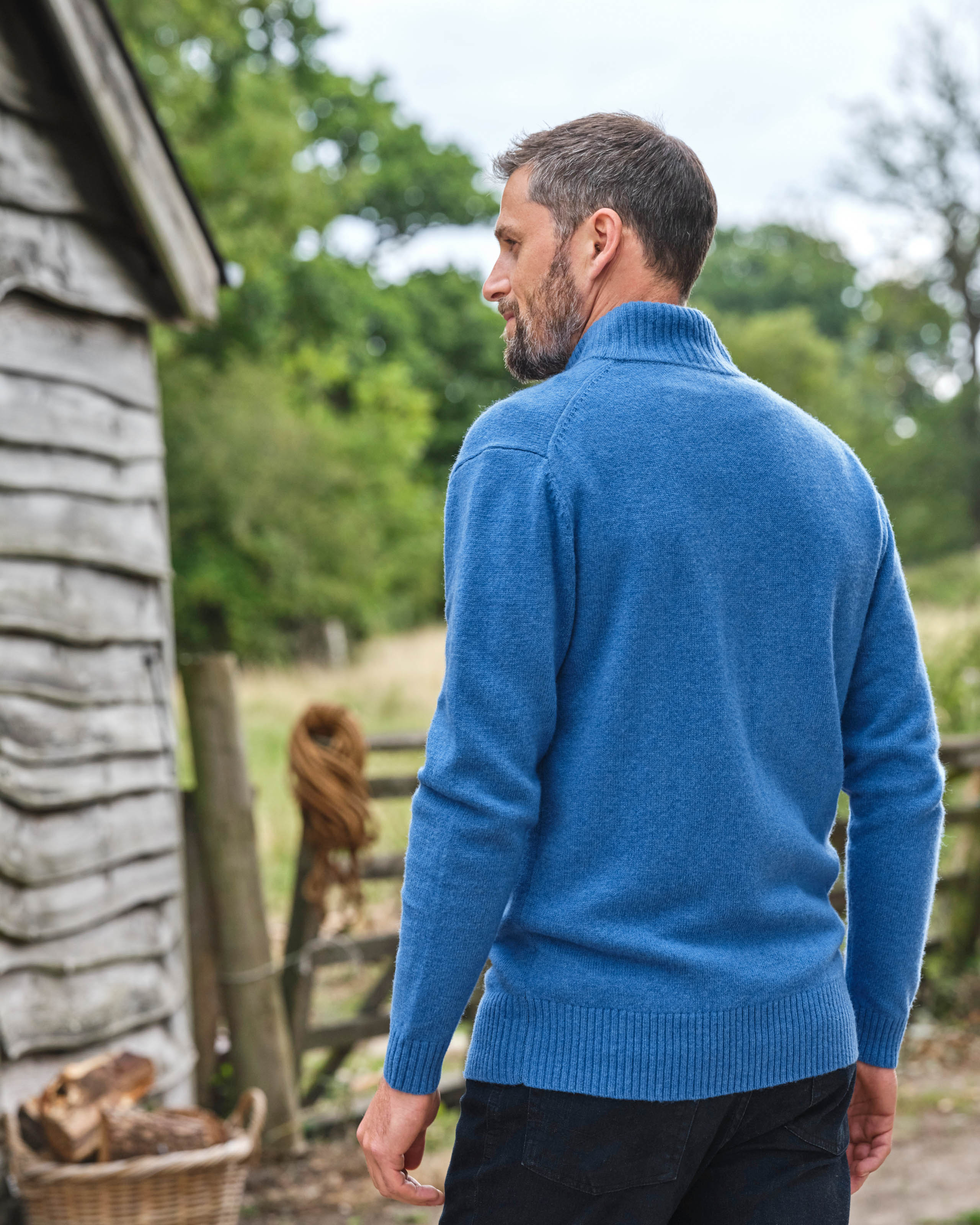 Blue Strata Mens Lambswool Lincoln Zipper Cardigan WoolOvers US