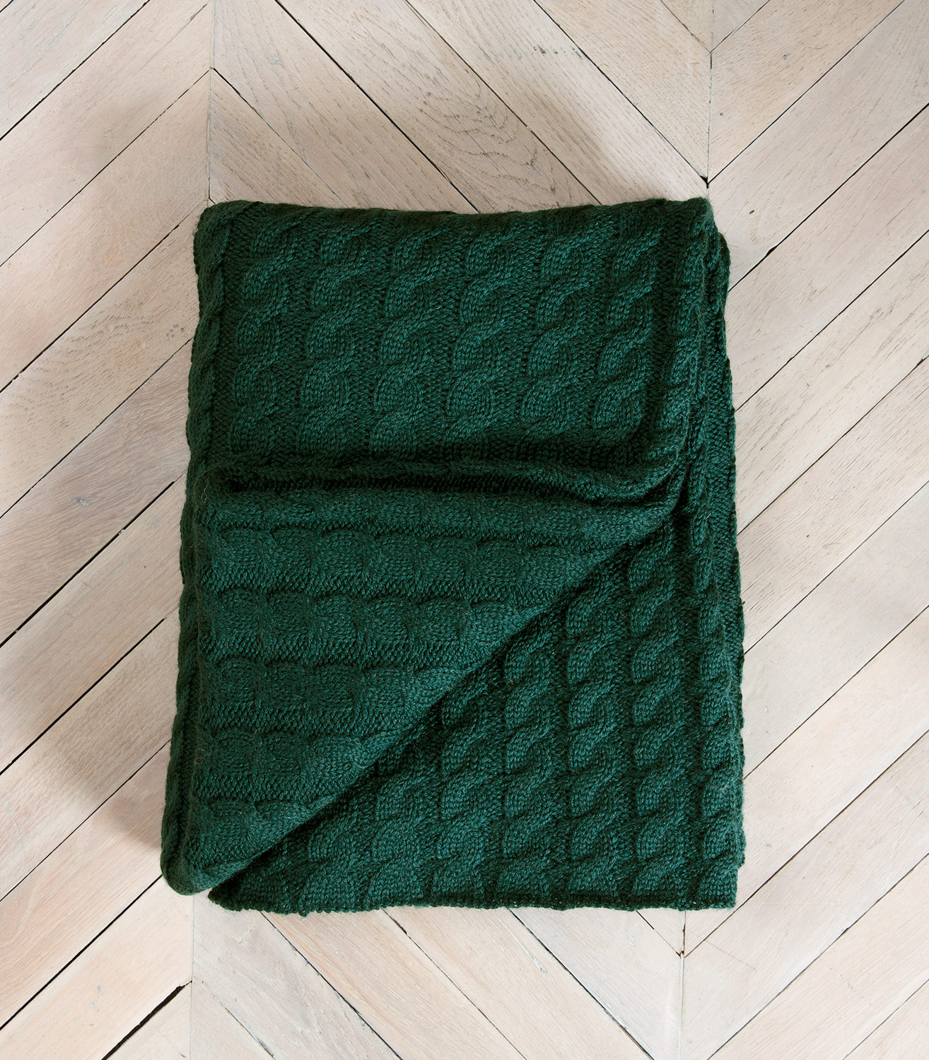 Bottle Green Pure Wool Chunky Cable Throw WoolOvers AU