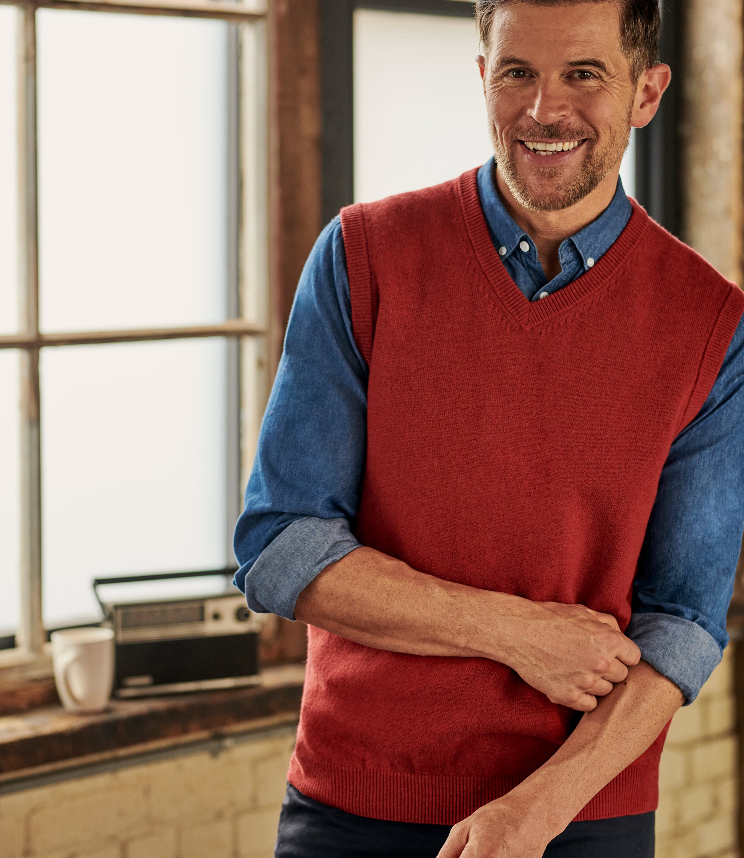 Red Marl Cashmere & Merino Vest WoolOvers US