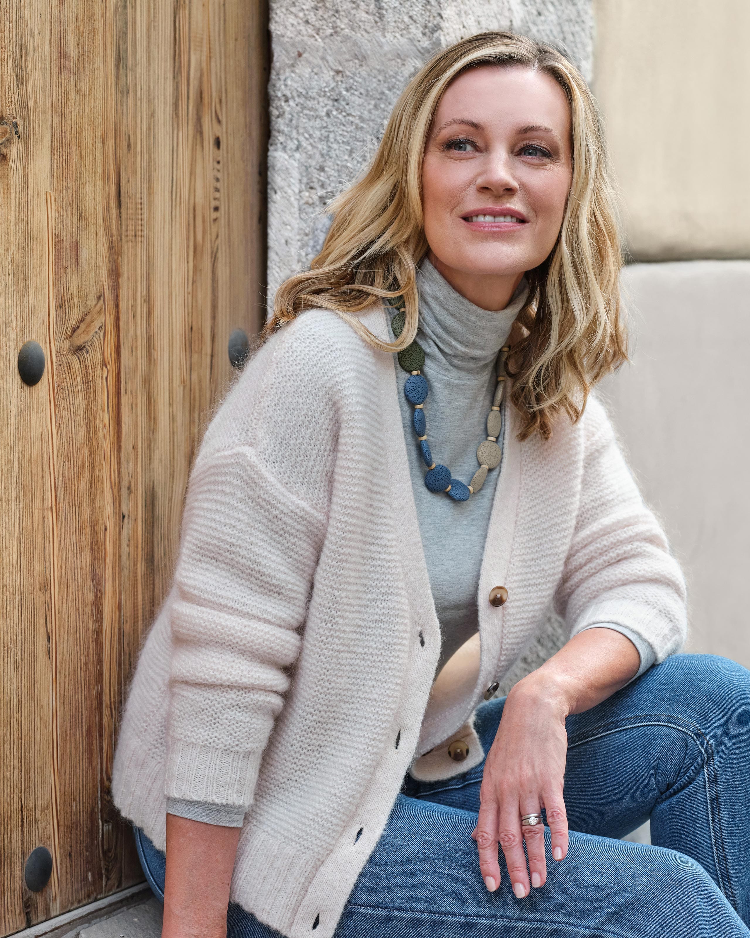 Creme Strickjacke aus Mohair-Mischung von Woolover DE