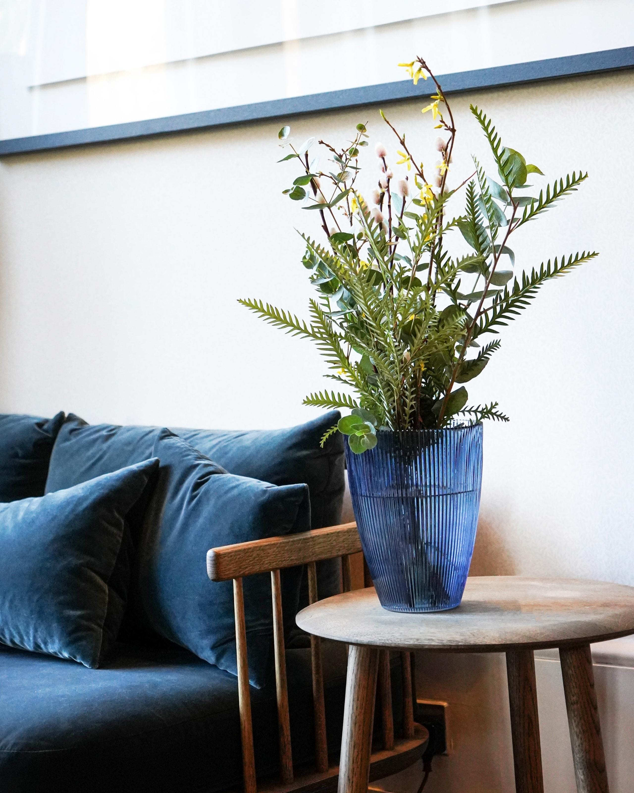 Navy Ribbed Tall Vase WoolOvers UK