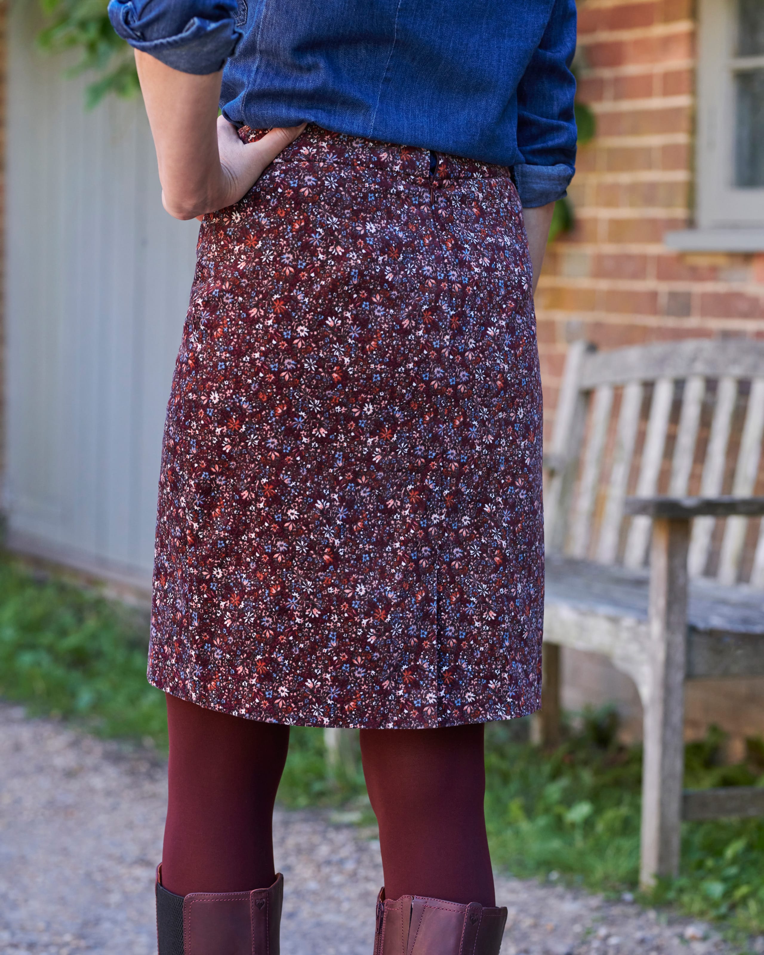 Autumn Floral | Pocket Detail Cord Skirt | WoolOvers UK