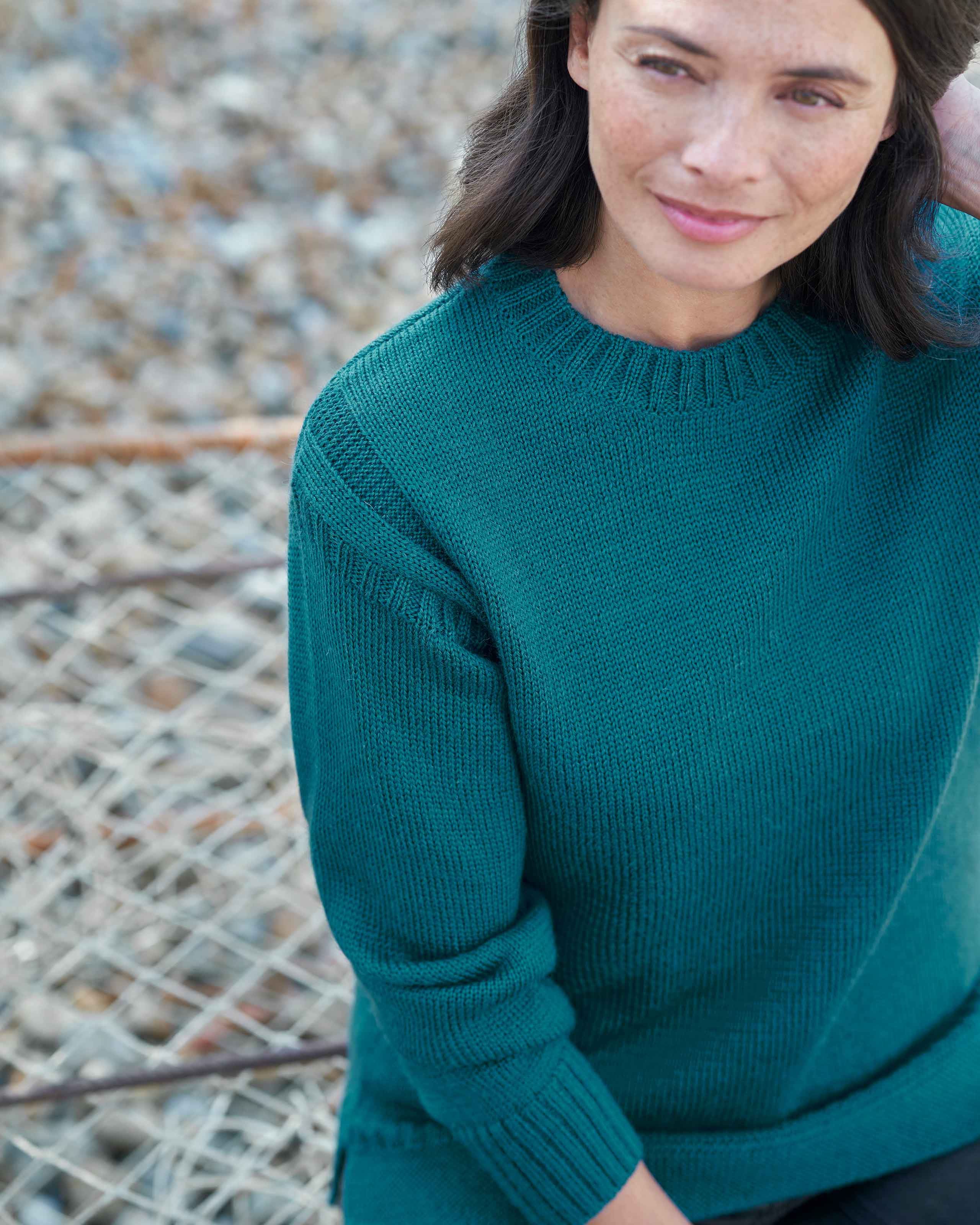 Winter Teal 100 Pure Wool Guernsey Sweater WoolOvers US