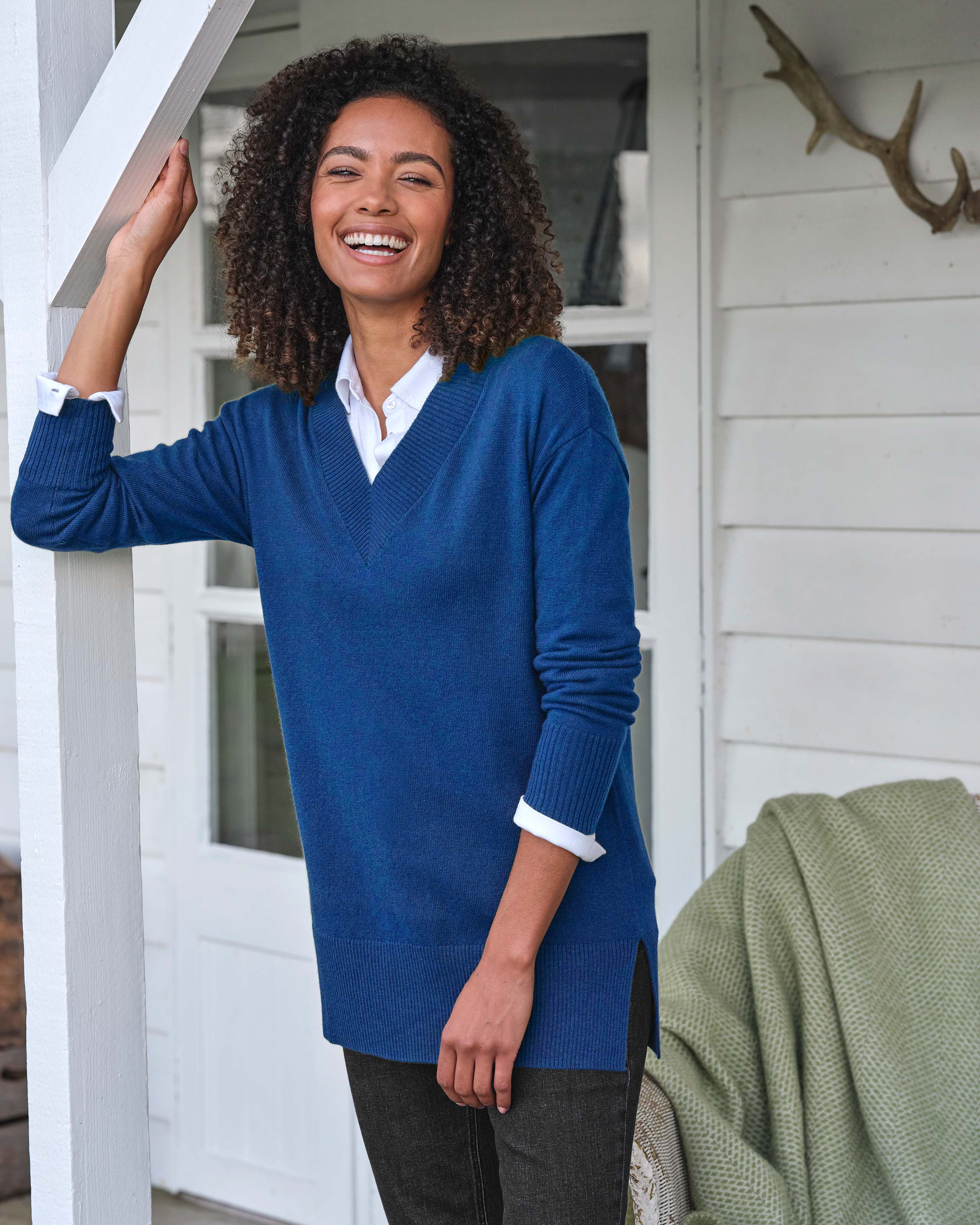 Tulip Clothing York Womens Tunic in Blue Mini Check