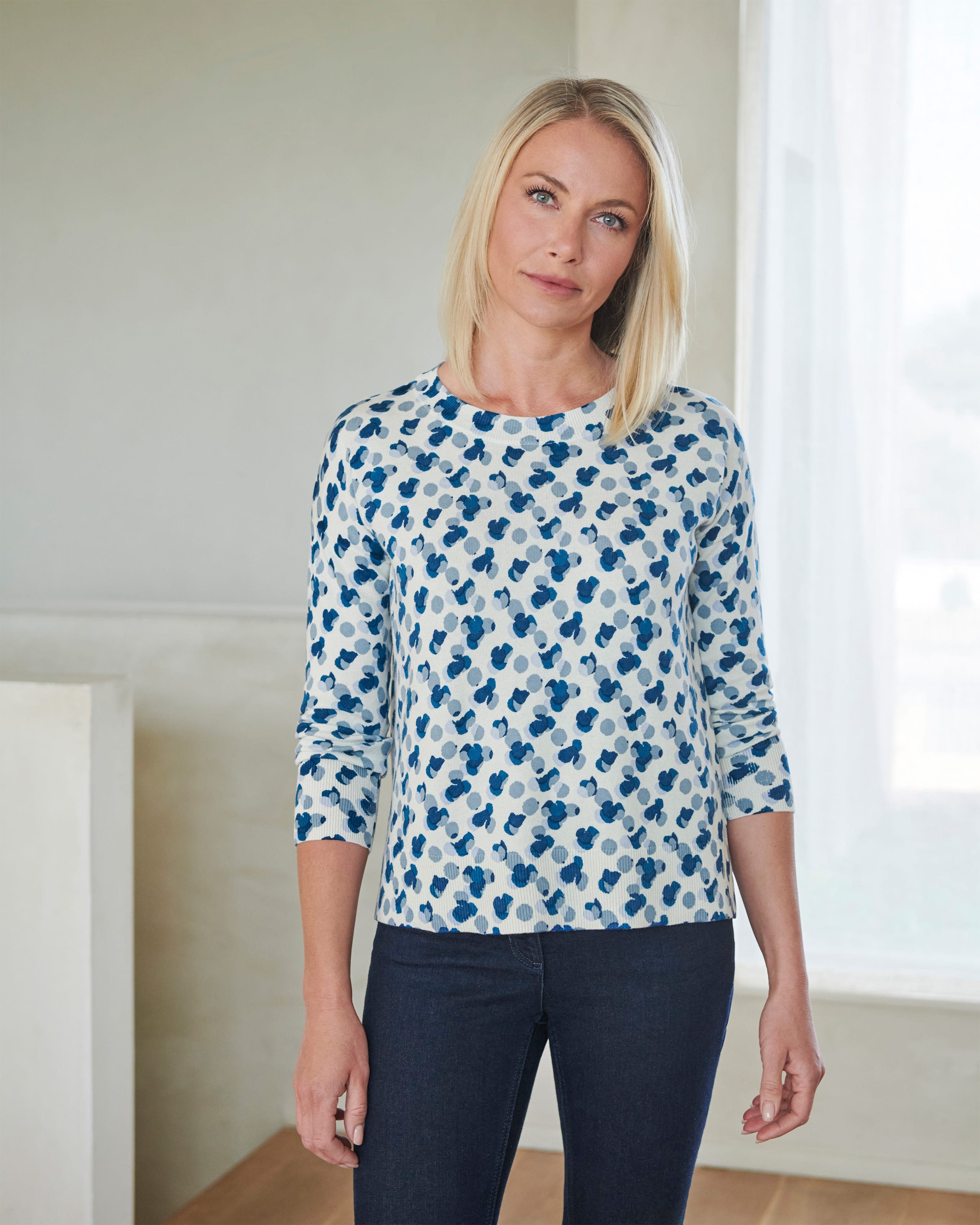 Spot Print | Wool/Cotton Printed Sweatshirt | WoolOvers UK