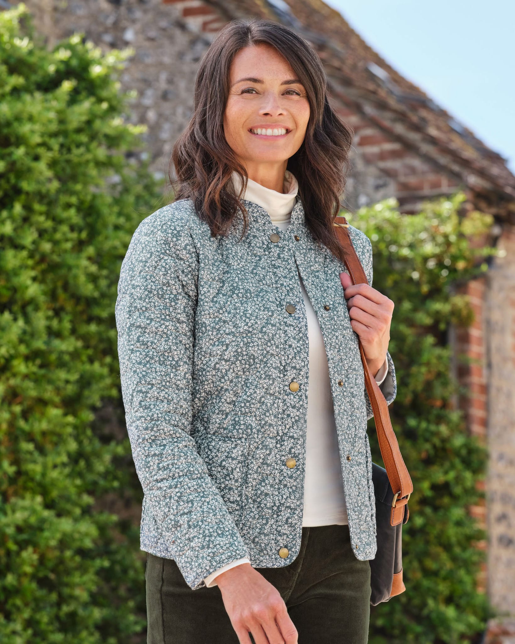 Imprim?� fleuri Jasmin | Veste matelass?�e - Femme - Pur Coton | WoolOvers FR