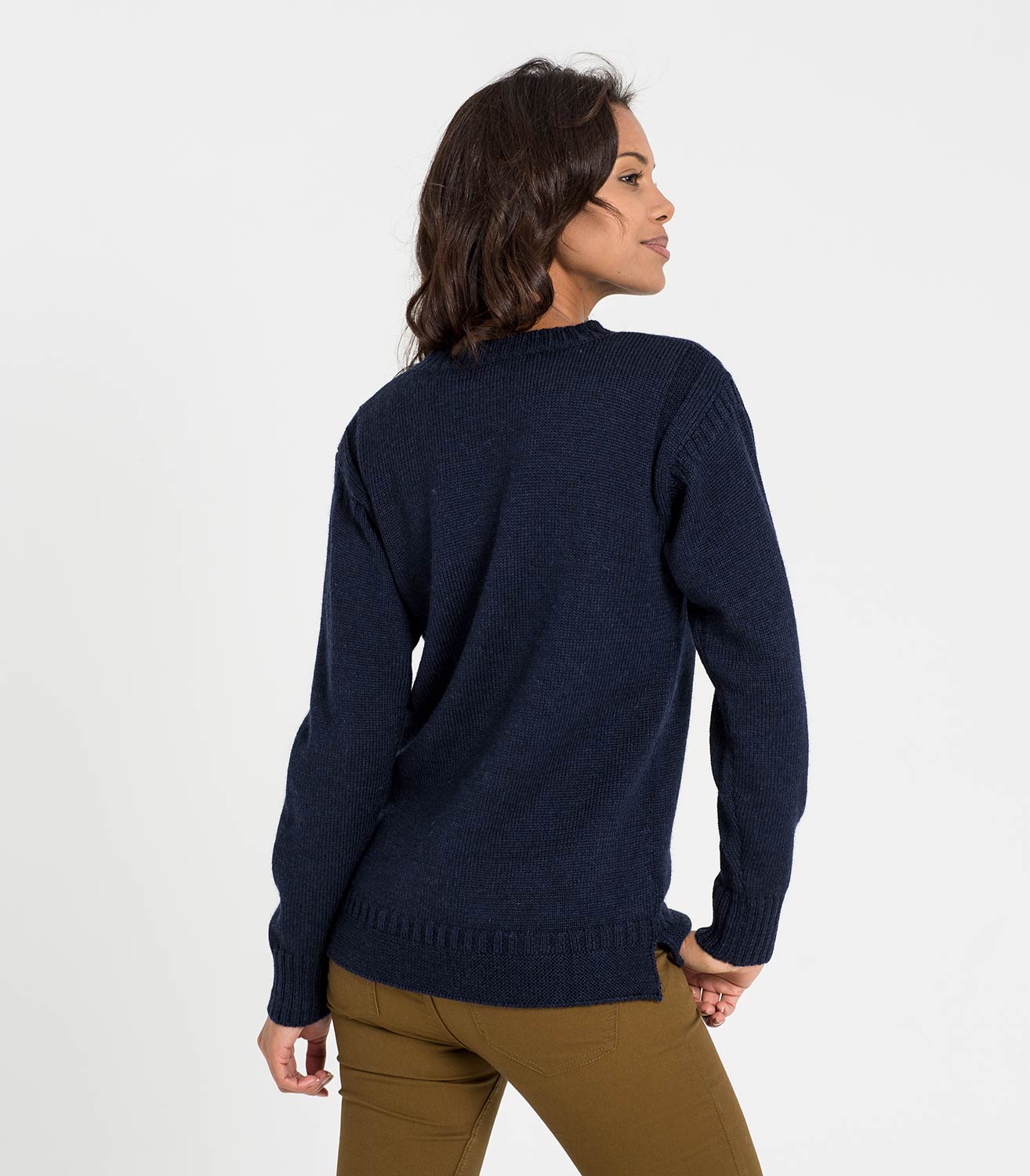 Navy Womens Pure Wool Guernsey Jumper WoolOvers AU