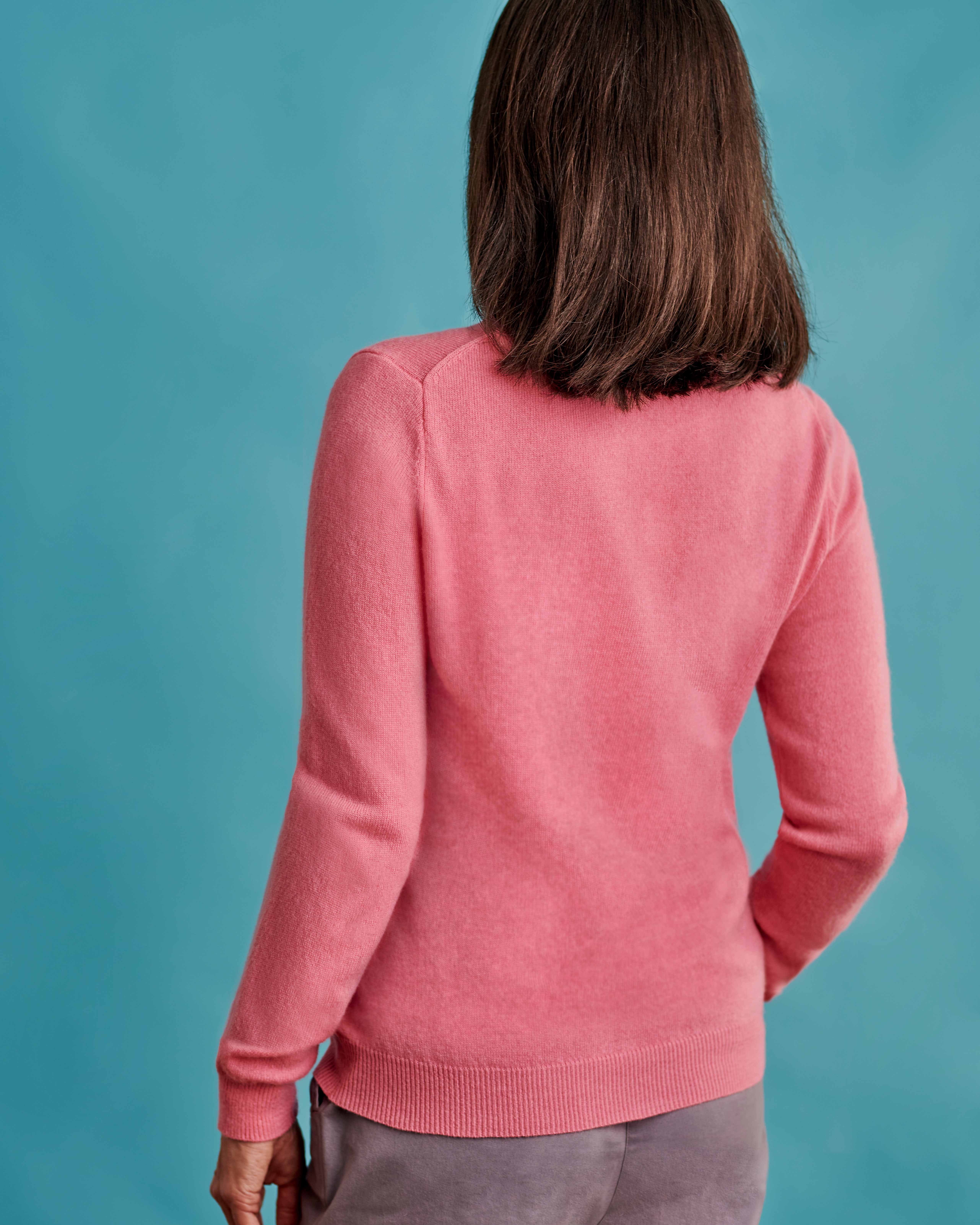 Strawberry Pink | Cashmere & Merino Crew Neck Knitted Sweater | WoolOvers US