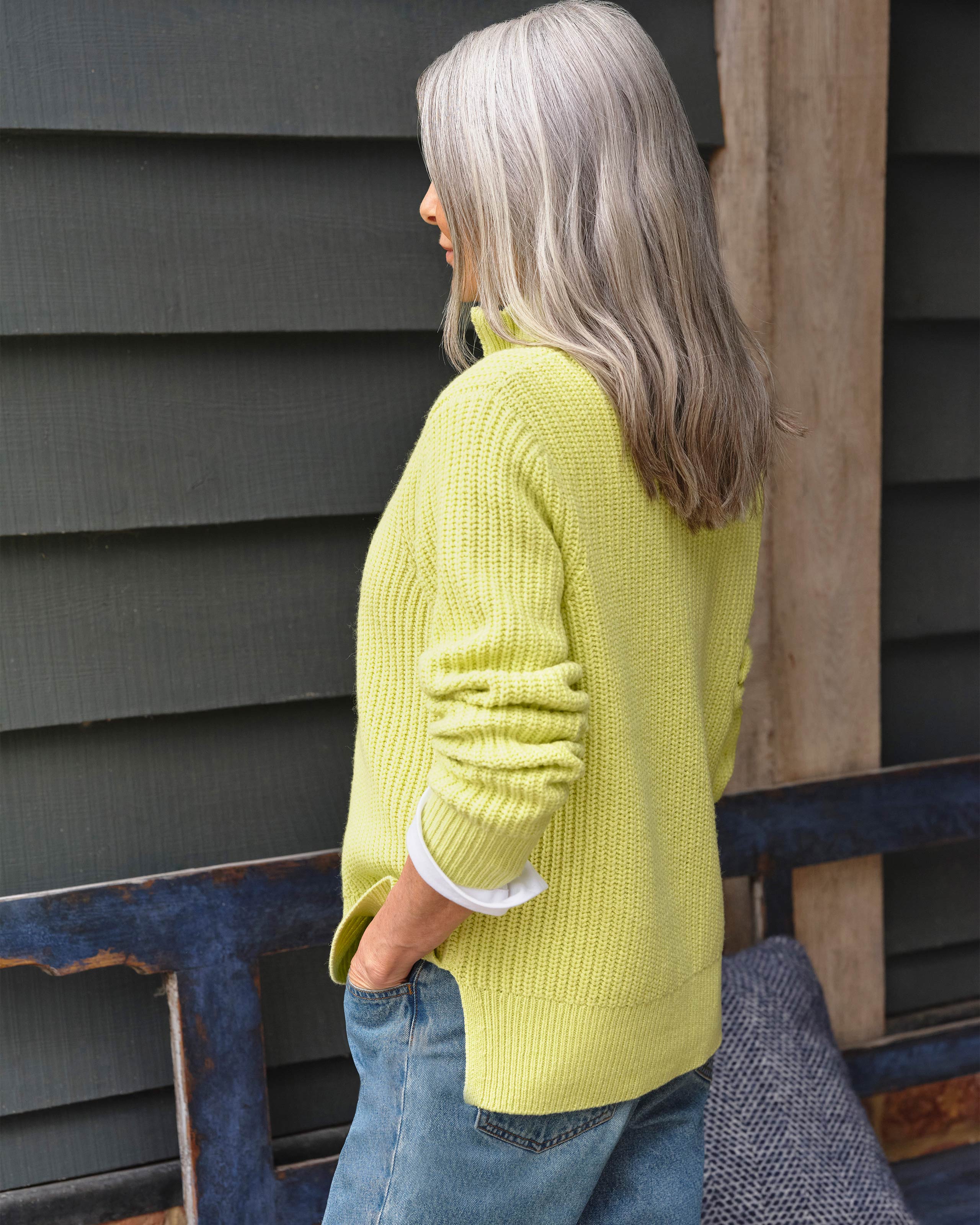 Lime | Zip Neck Sweater | WoolOvers US