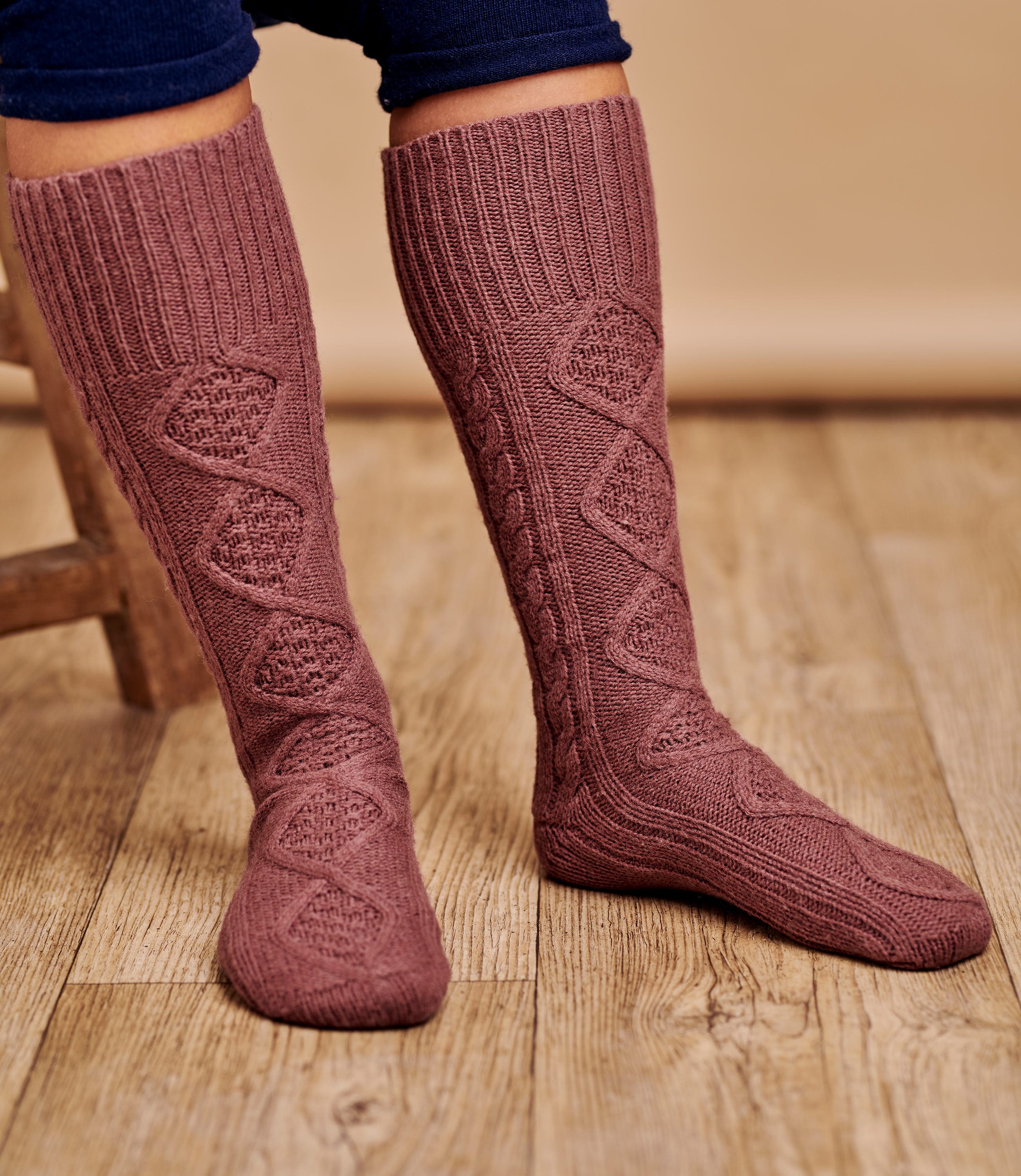 Henna Womens Lambswool Cable Sock WoolOvers UK