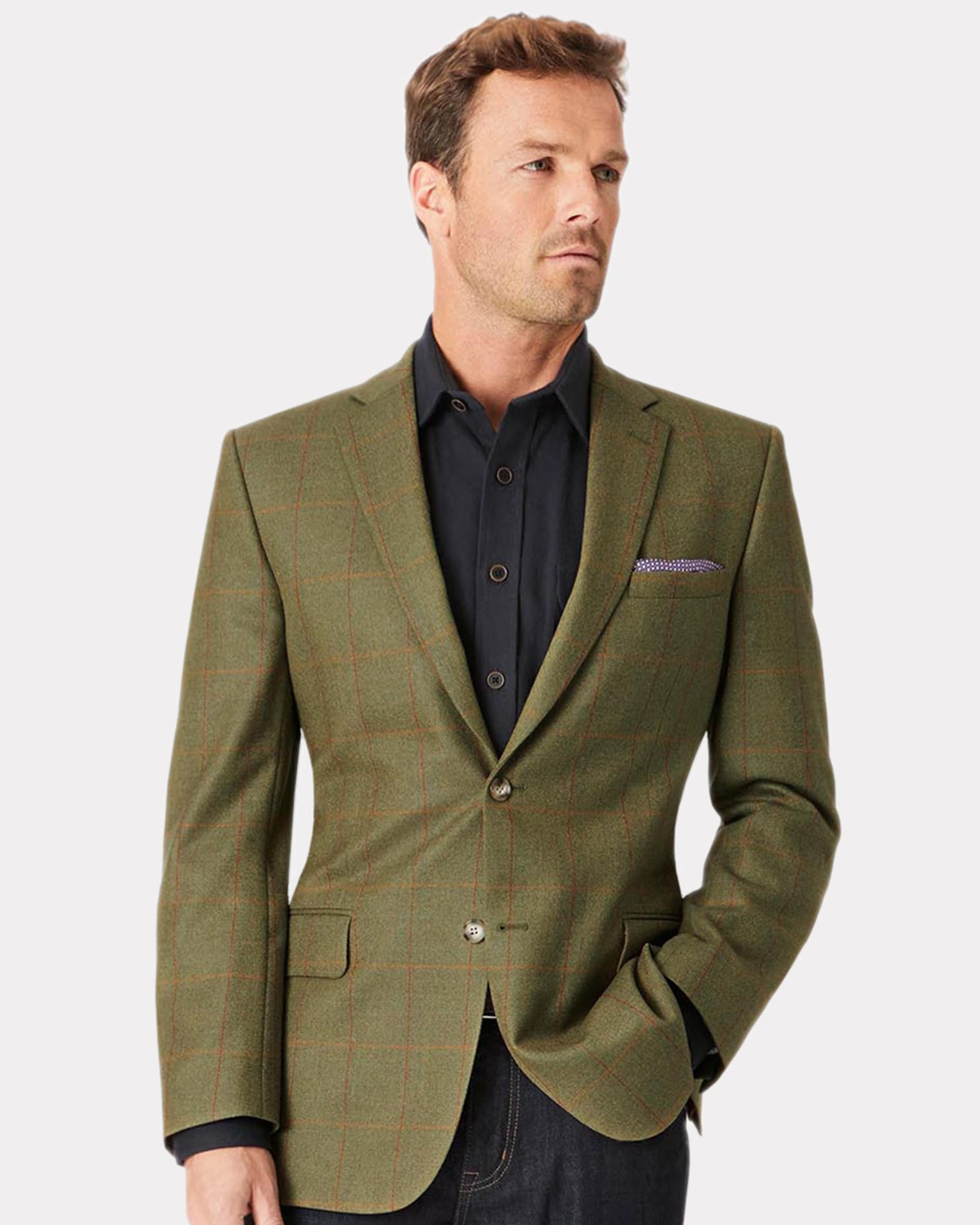 Olive/Red/Yellow Check | Helsinki Tweed Jacket | WoolOvers UK