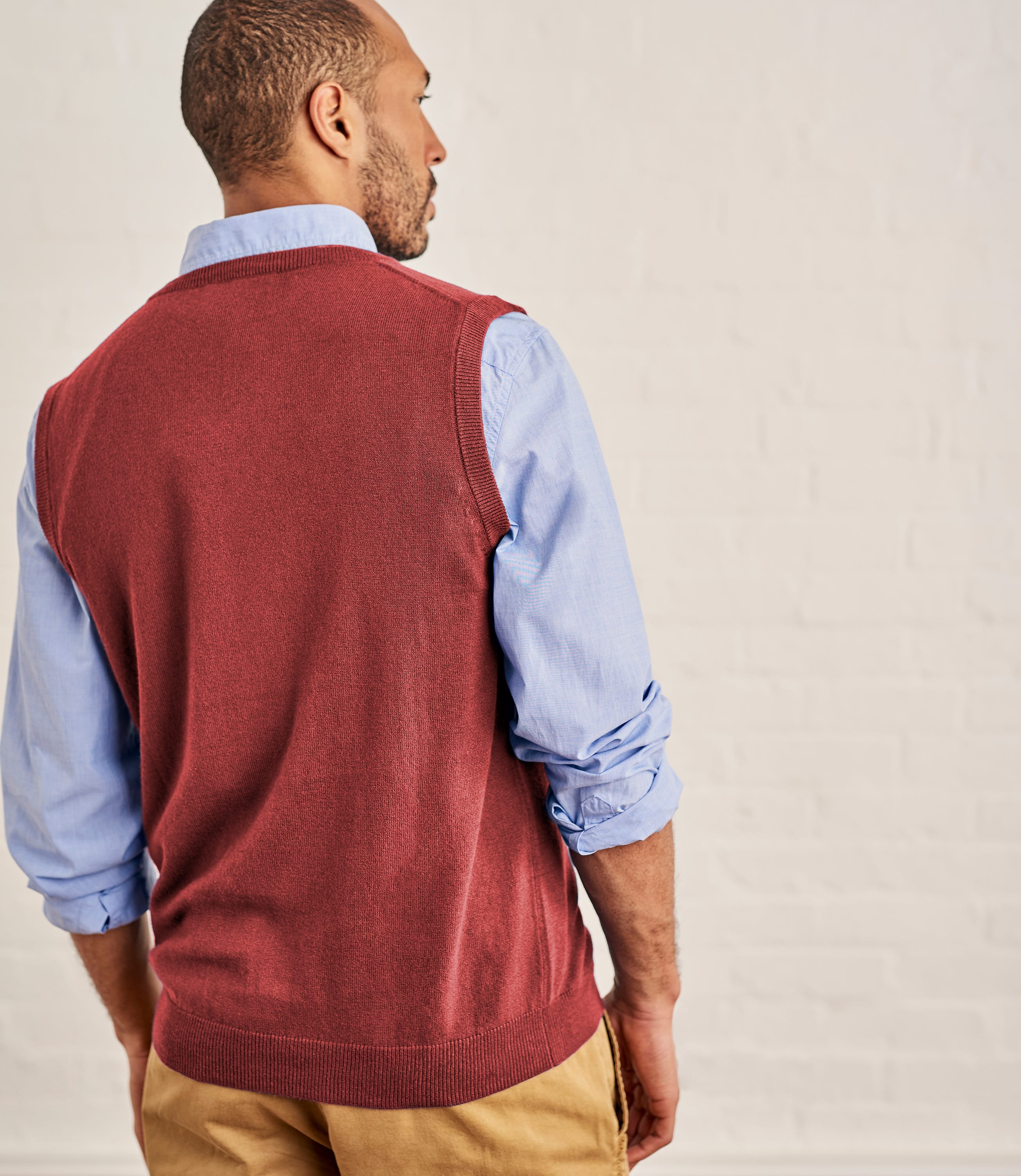 Russet Red | Mens Cashmere & Cotton Slipover | WoolOvers AU