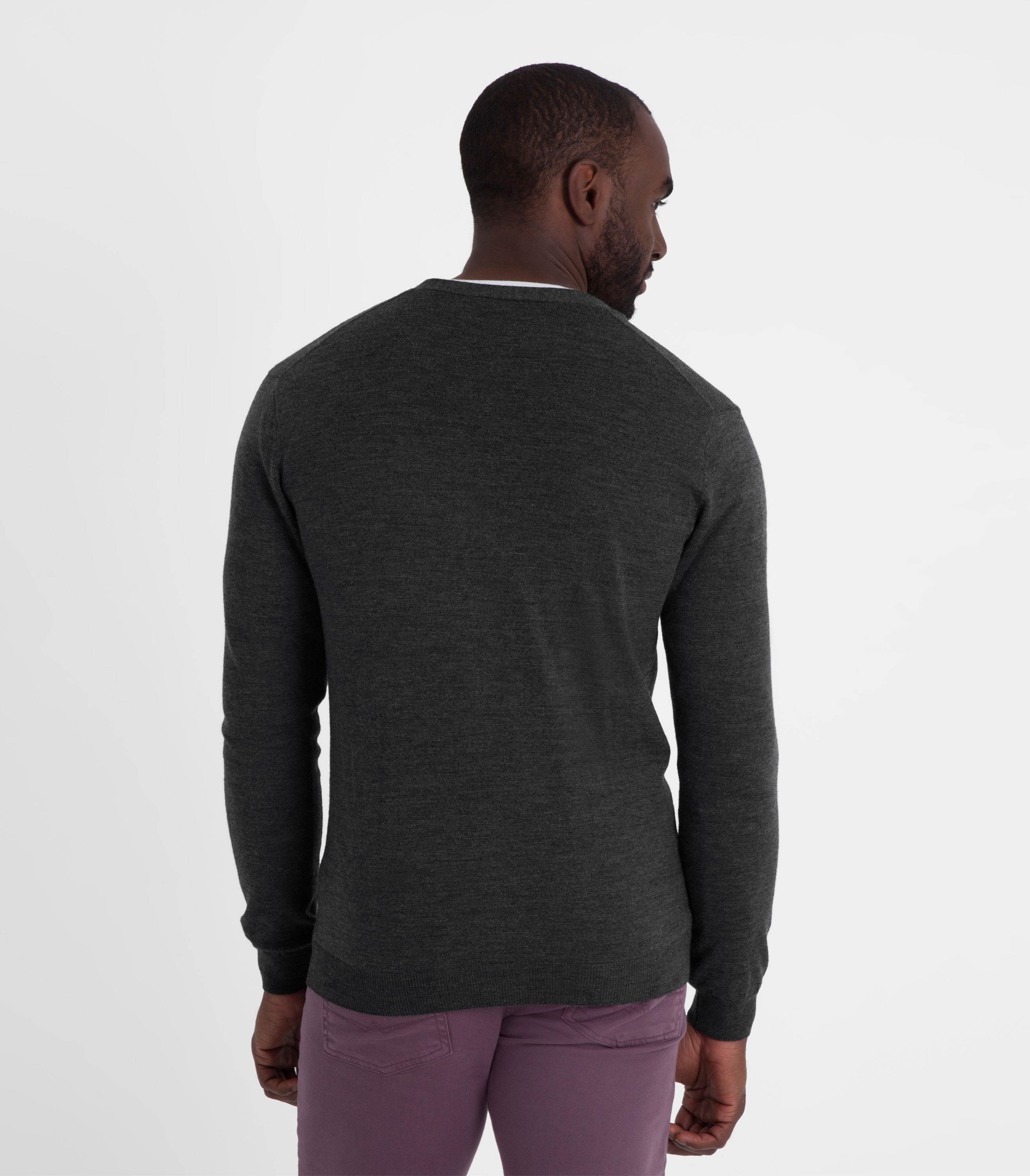 Charcoal | Mens Luxurious Merino V Neck Cardigan | WoolOvers AU