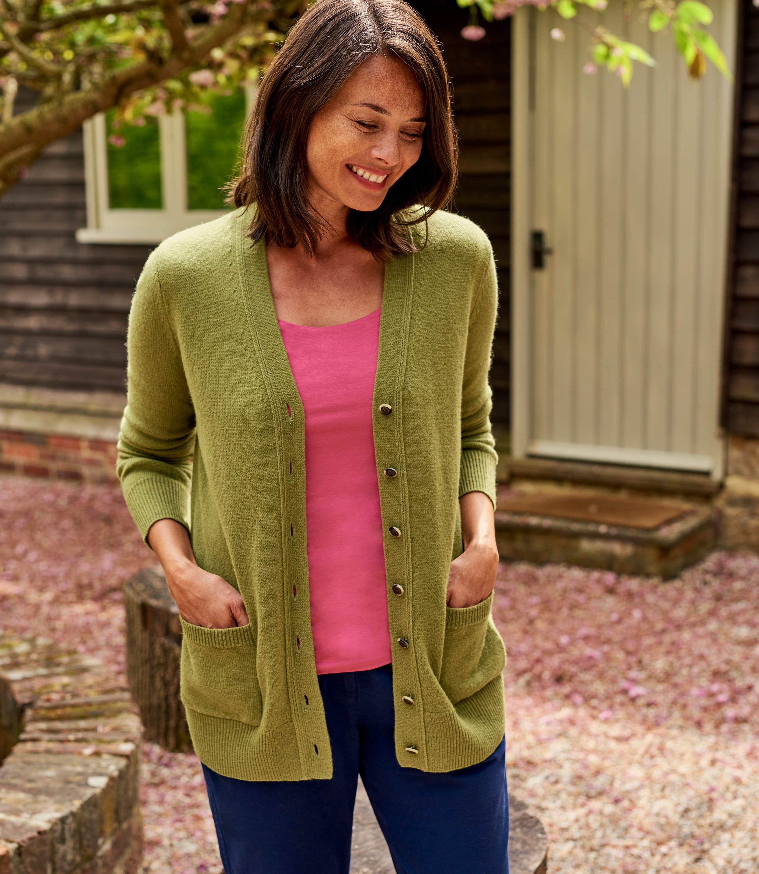 green wool cardigan womens