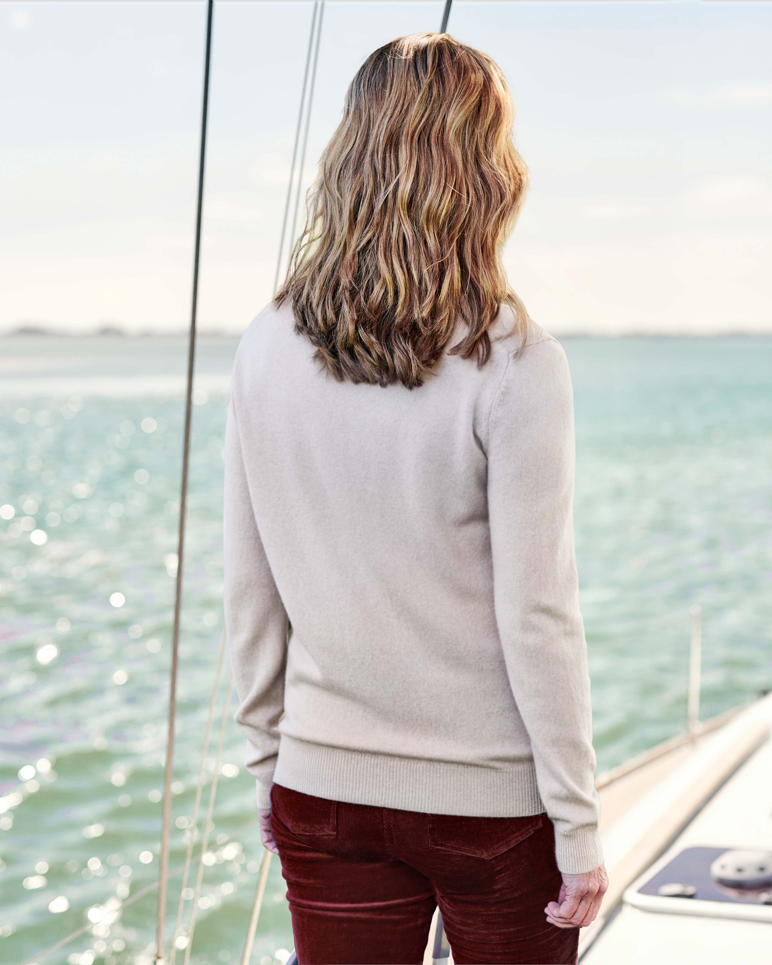 Cream Cashmere Merino V Neck Knitted Jumper Woolovers Au