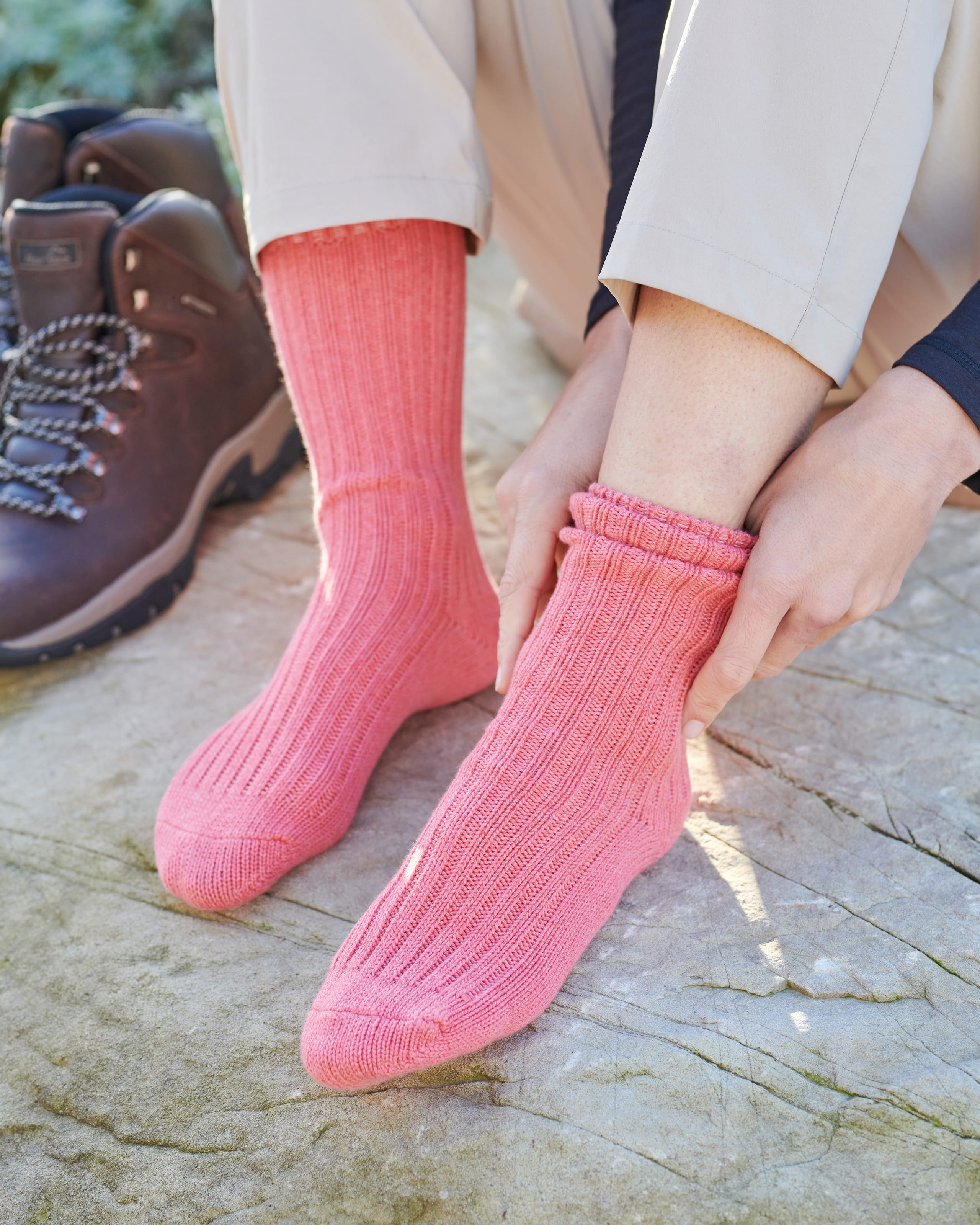 Coral Cotton Walking Socks WoolOvers UK