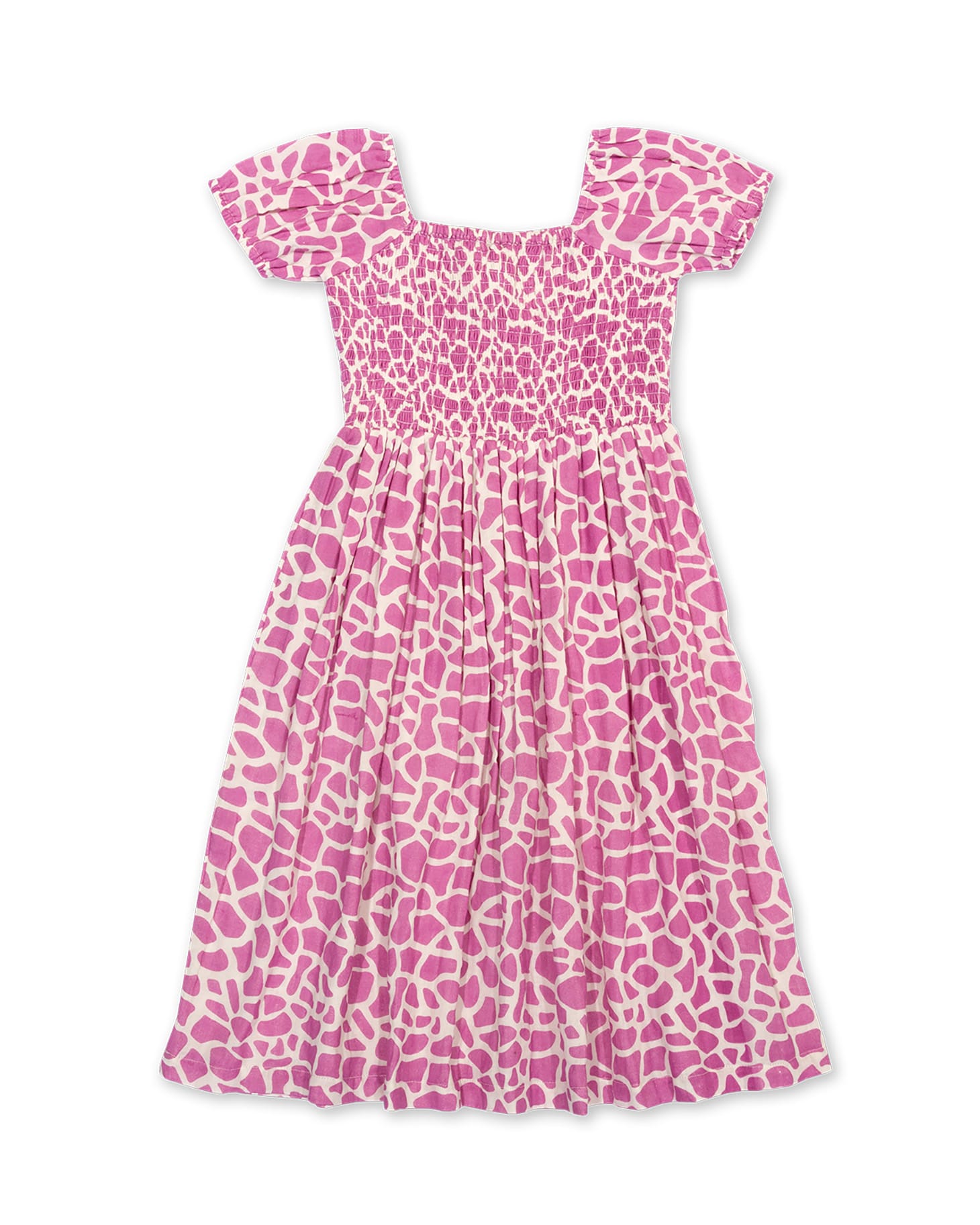 Pink | Giraffe Shirred Dress | WoolOvers UK