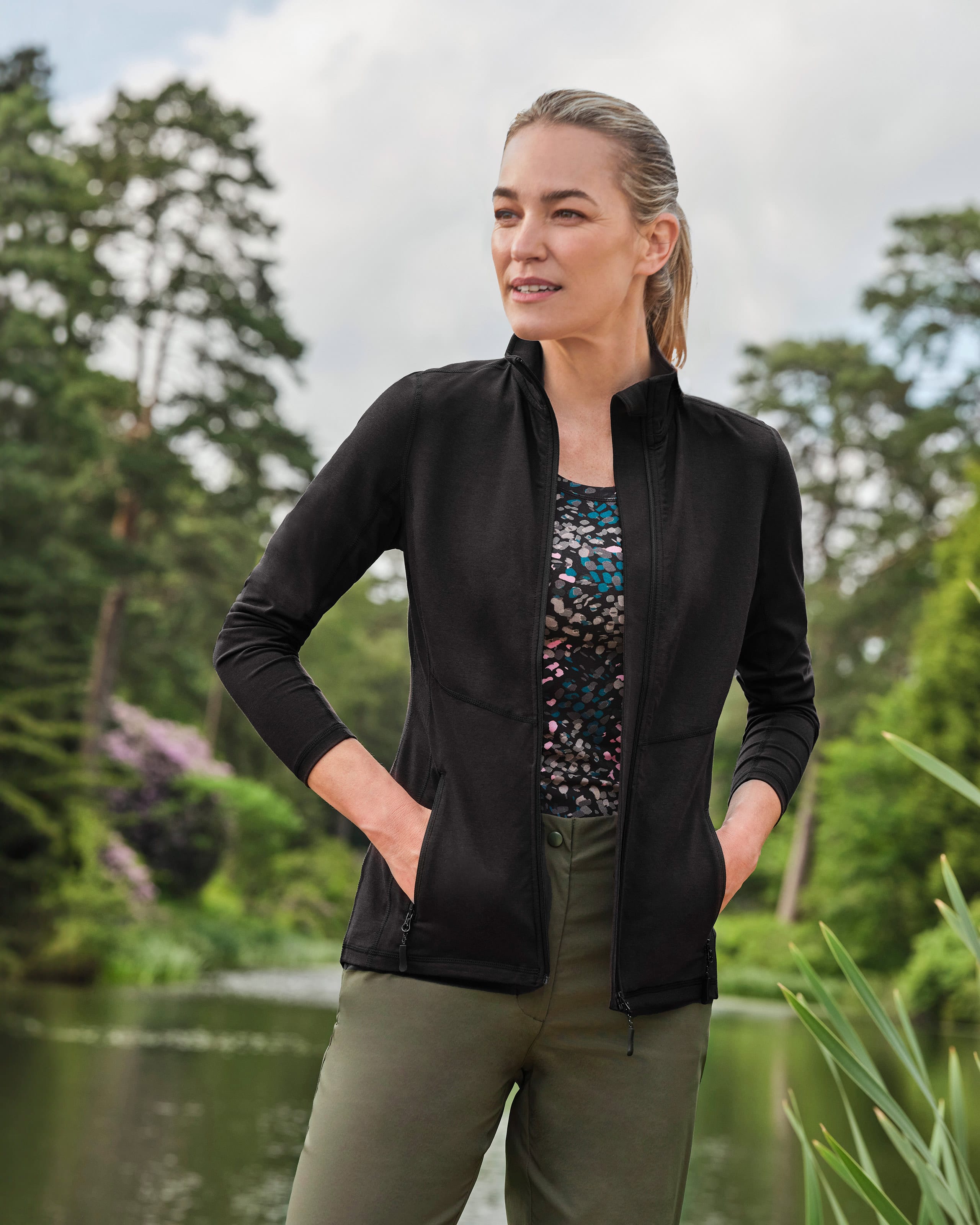 Where Did You Go Zip Front Sweater Black