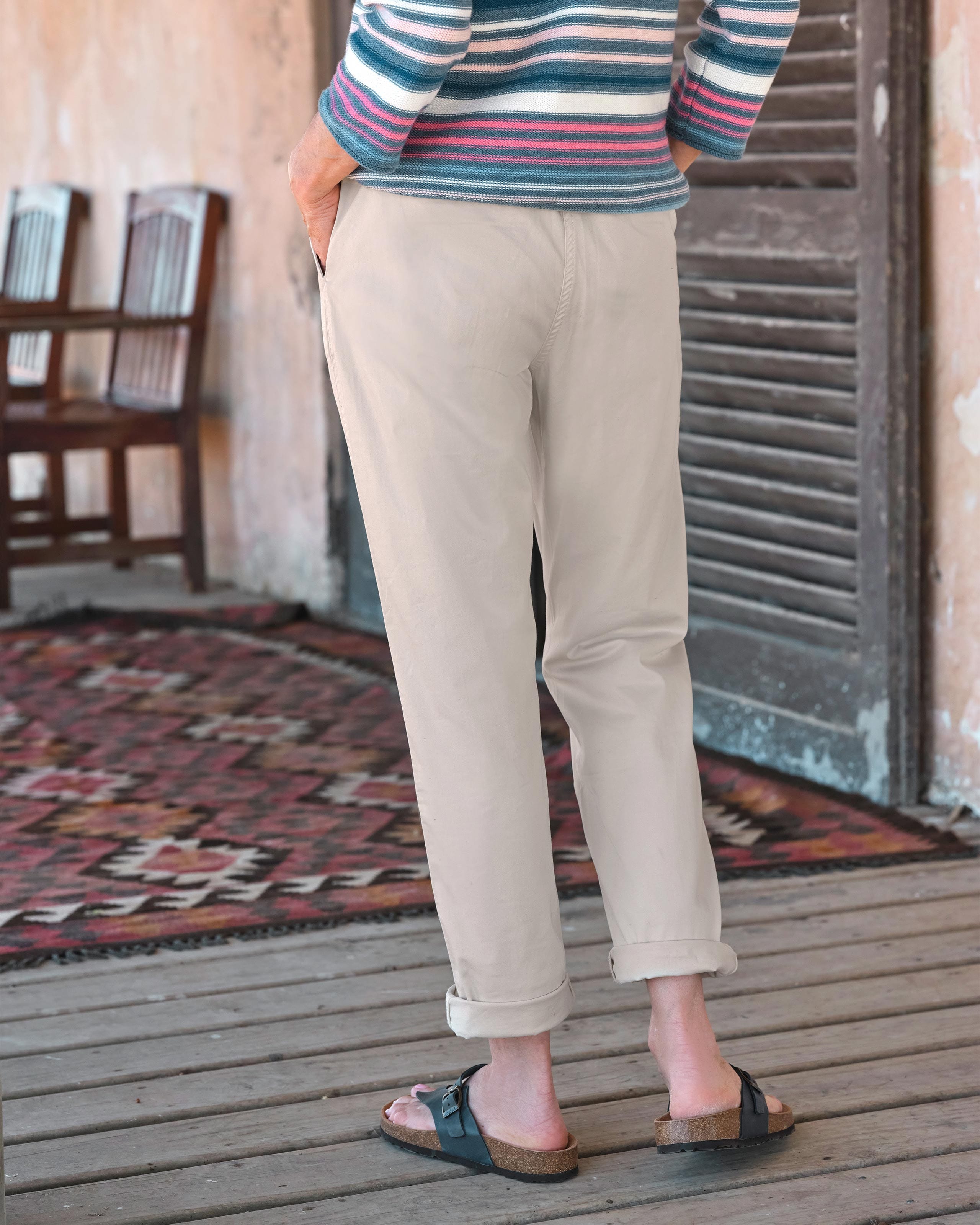 Ecru Organic Cotton Relaxed Trouser Woolovers Au